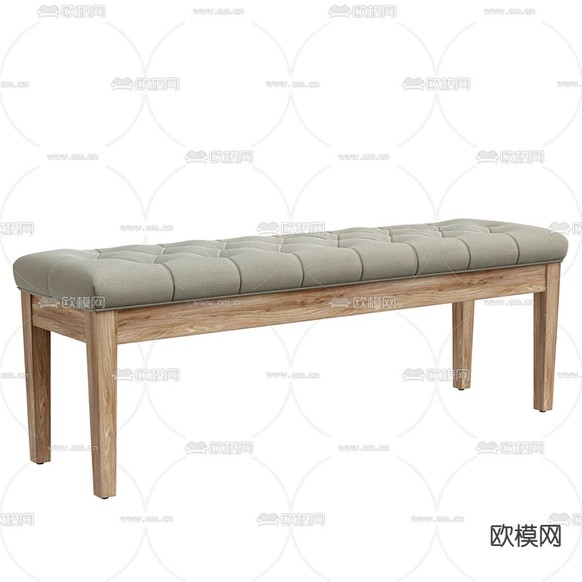 现代布艺床尾凳3d模型下载(渲染图3)