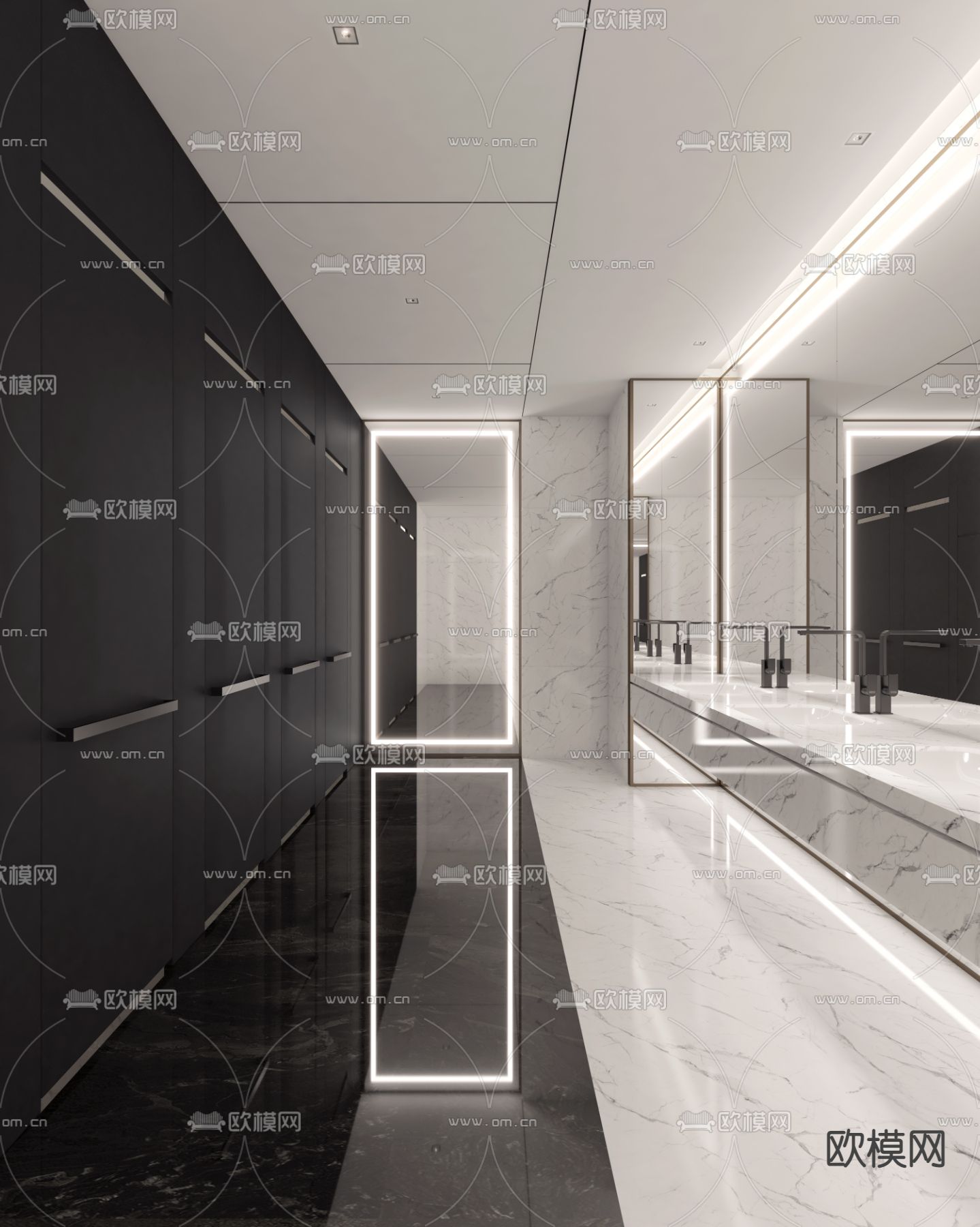 现代公共卫生间3d模型下载