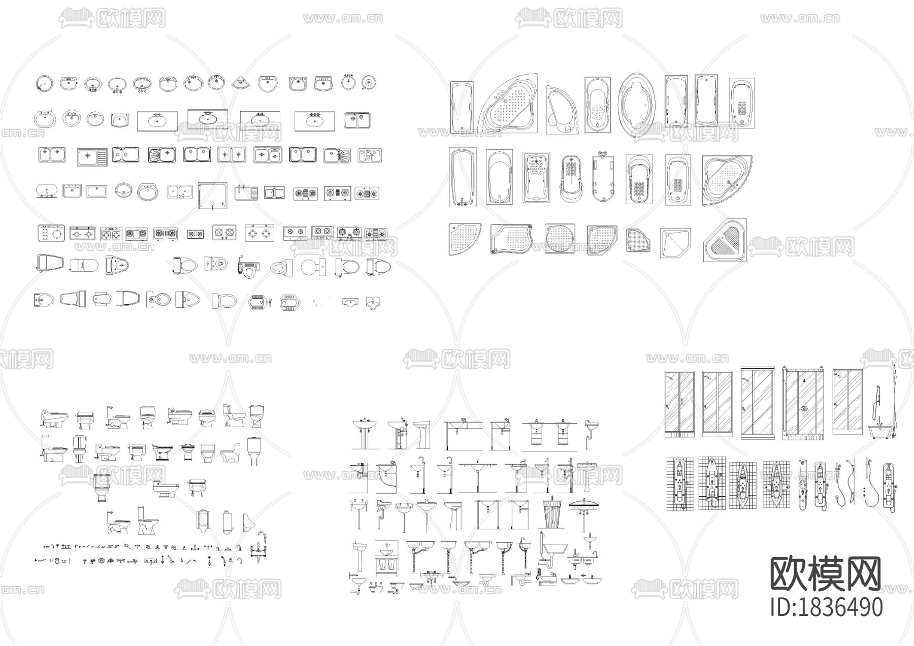 卫生间洁具cad图库