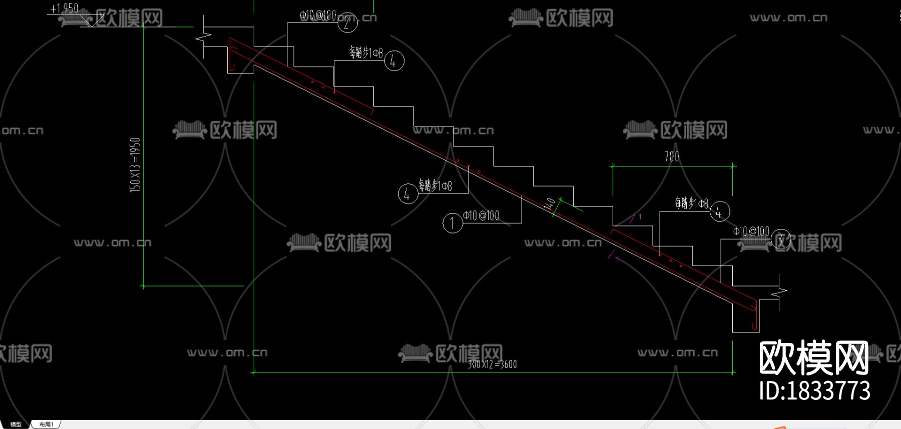 楼梯cad节点大样图下载（渲染图2）