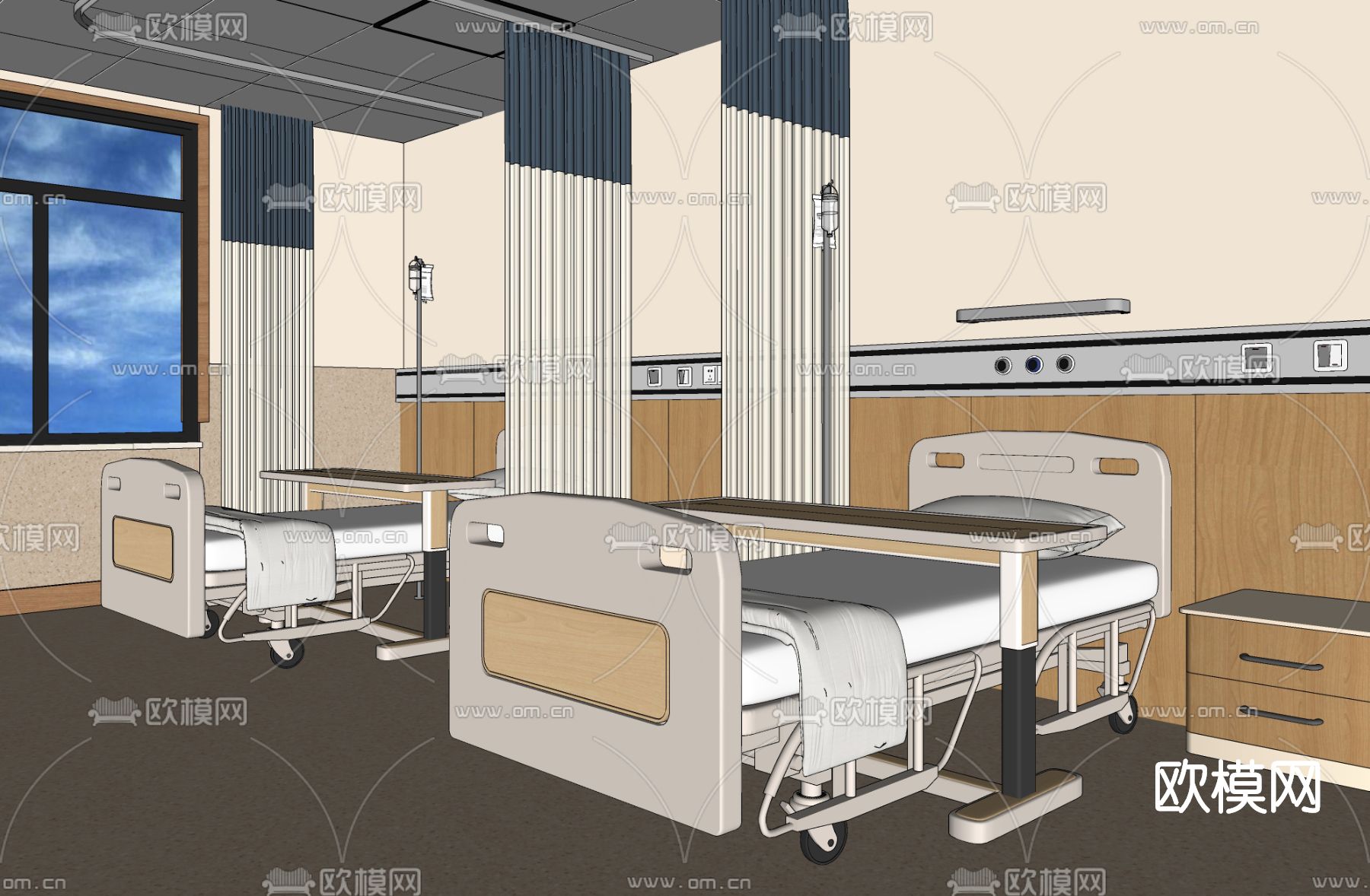 现代医院病房su模型下载