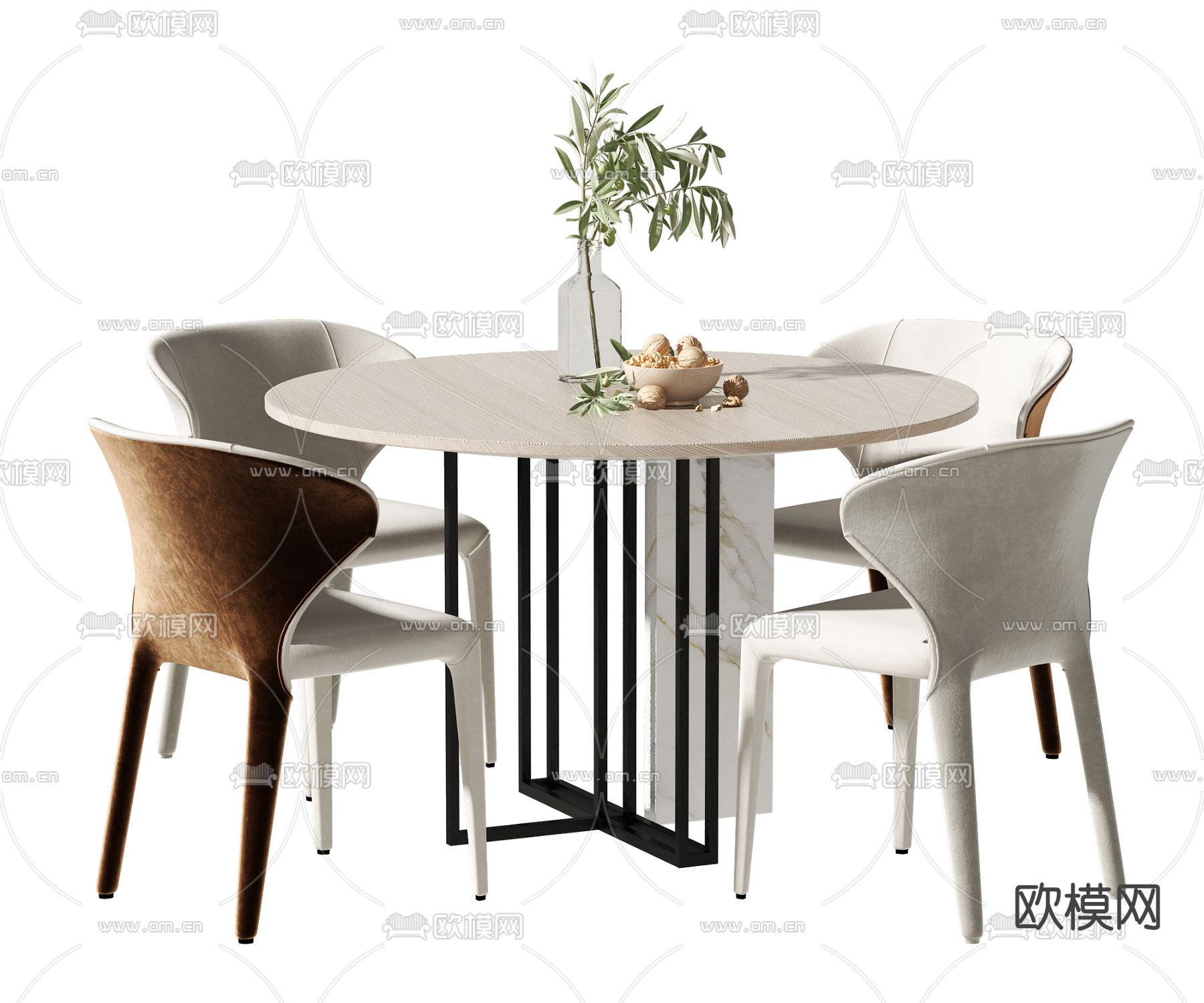现代实木休闲桌椅3d模型下载