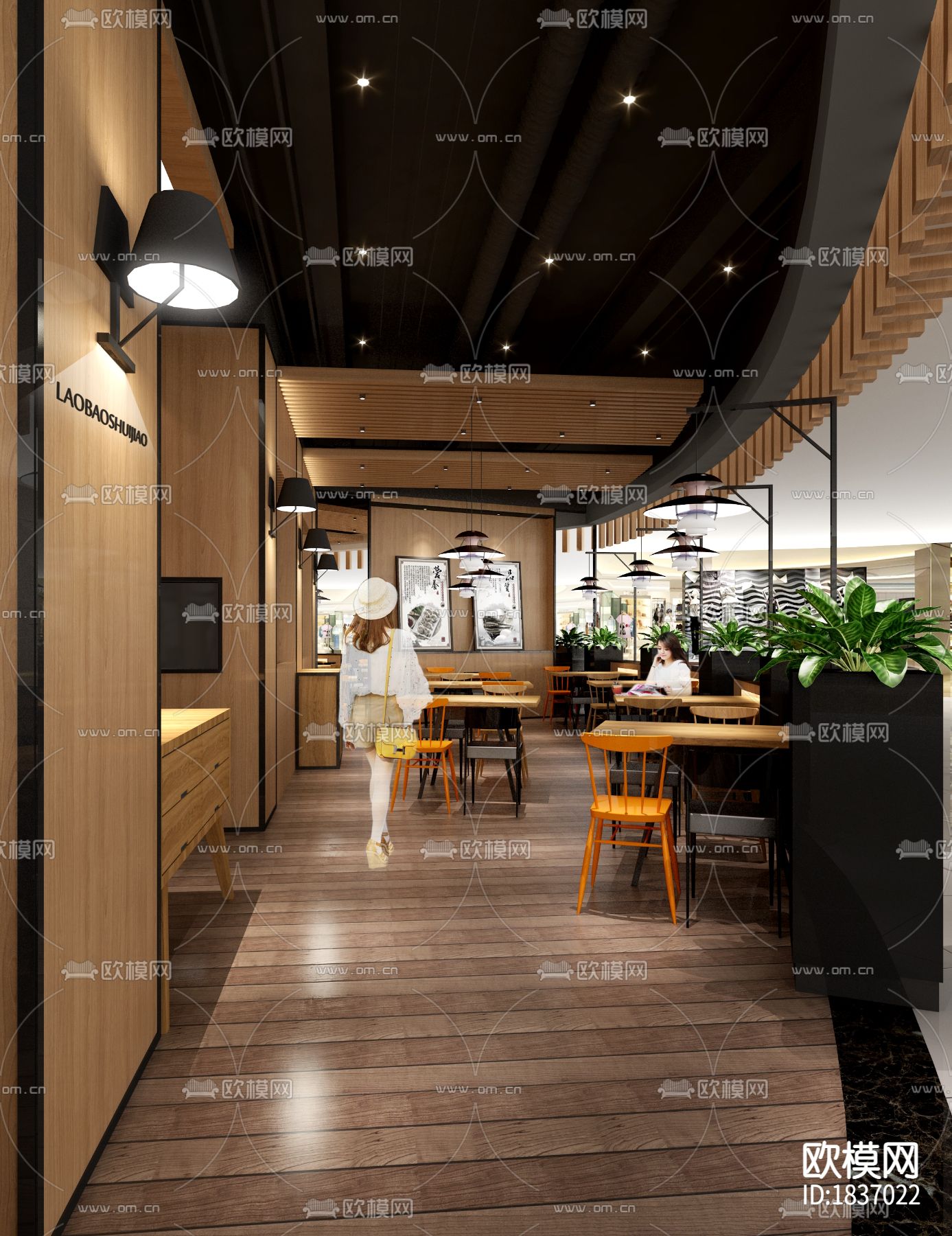 快餐店cad施工图下载（渲染图4）