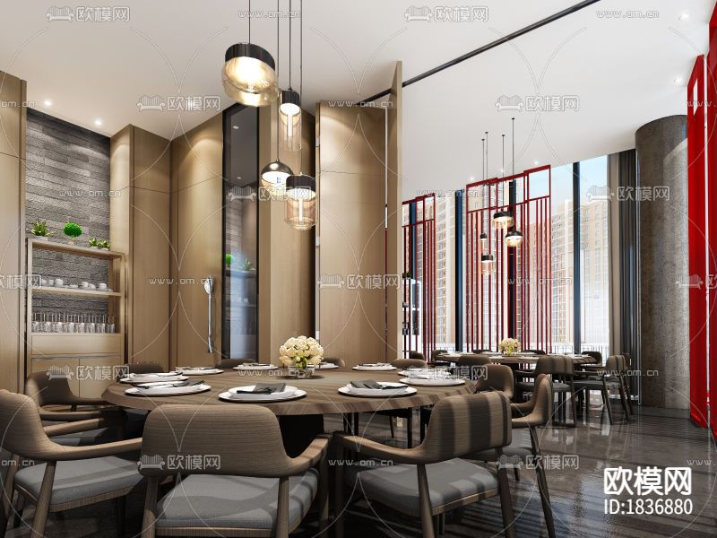 上海外滩拾光火锅cad施工图下载（渲染图5）