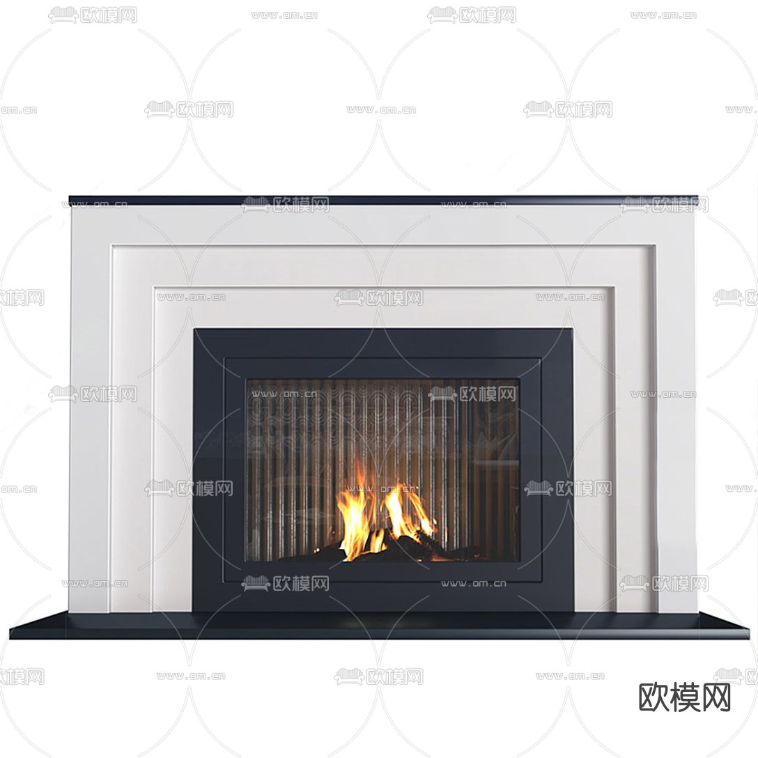 现代壁炉su模型