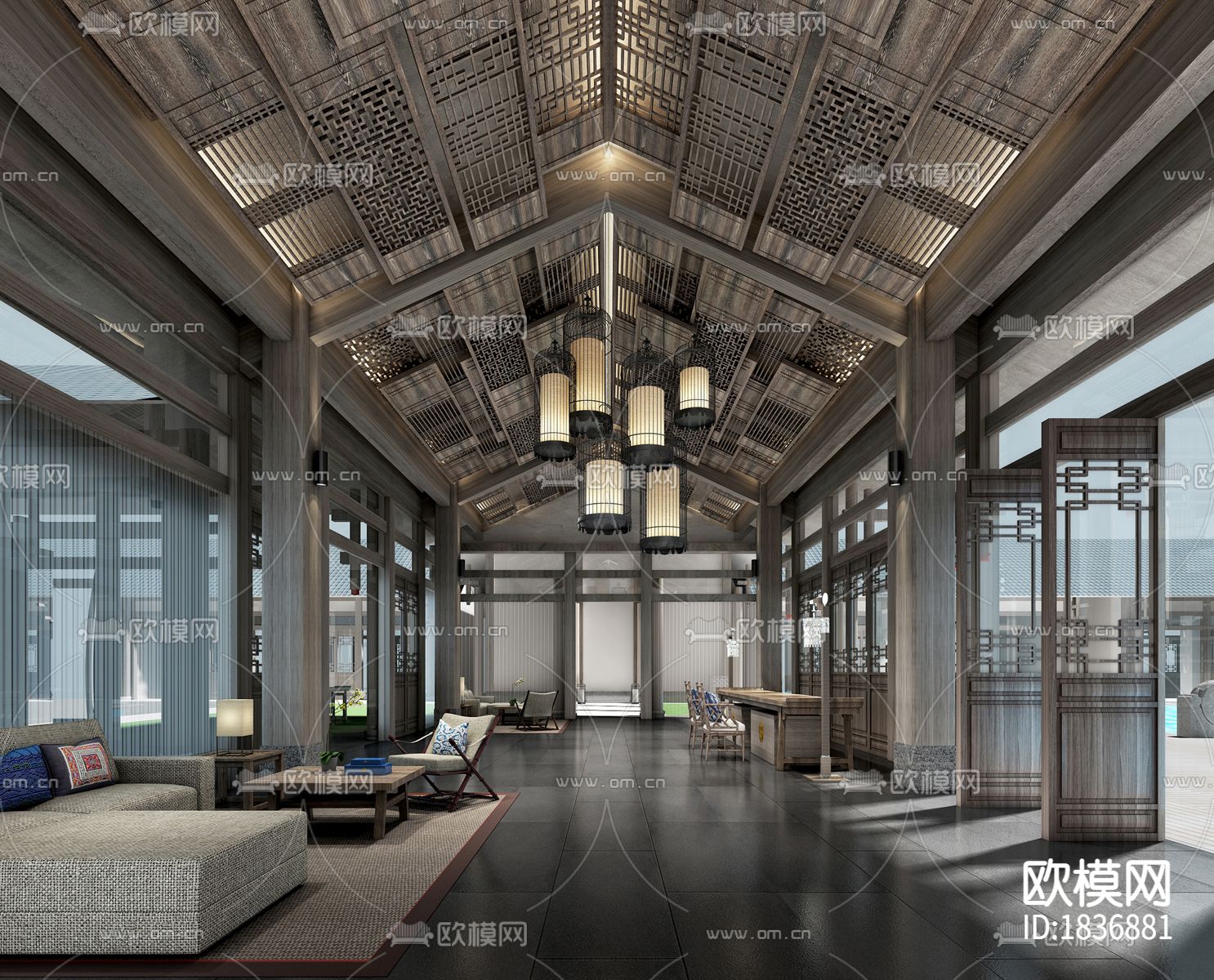 万达锦华温泉酒店cad施工图下载（渲染图2）