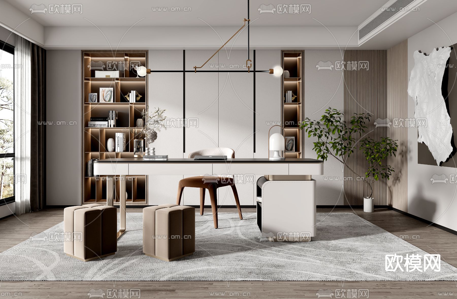 现代书房3d模型