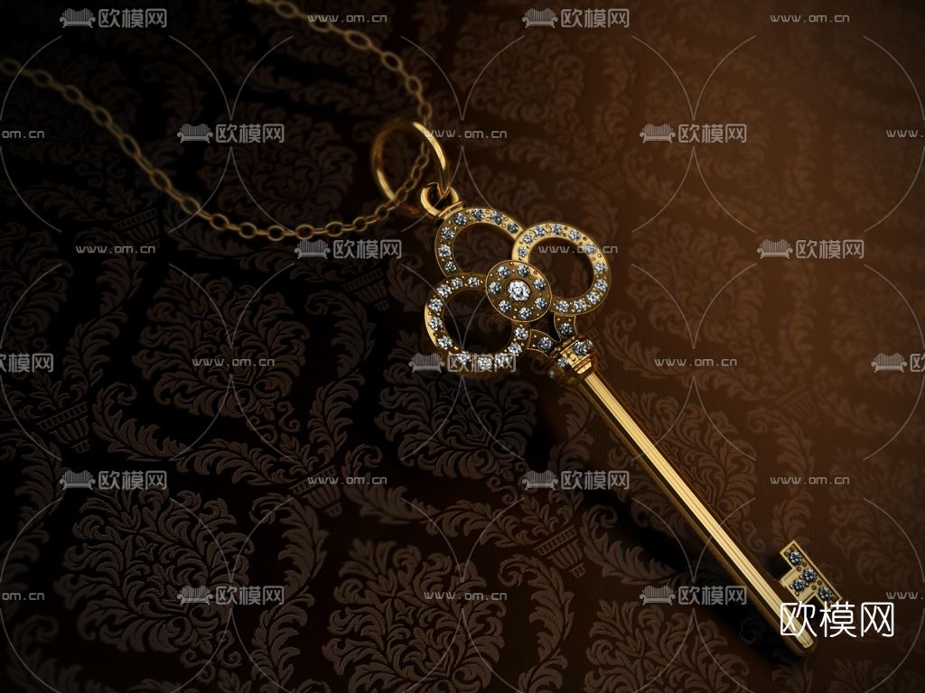 现代轻奢钥匙项链免费3d模型下载