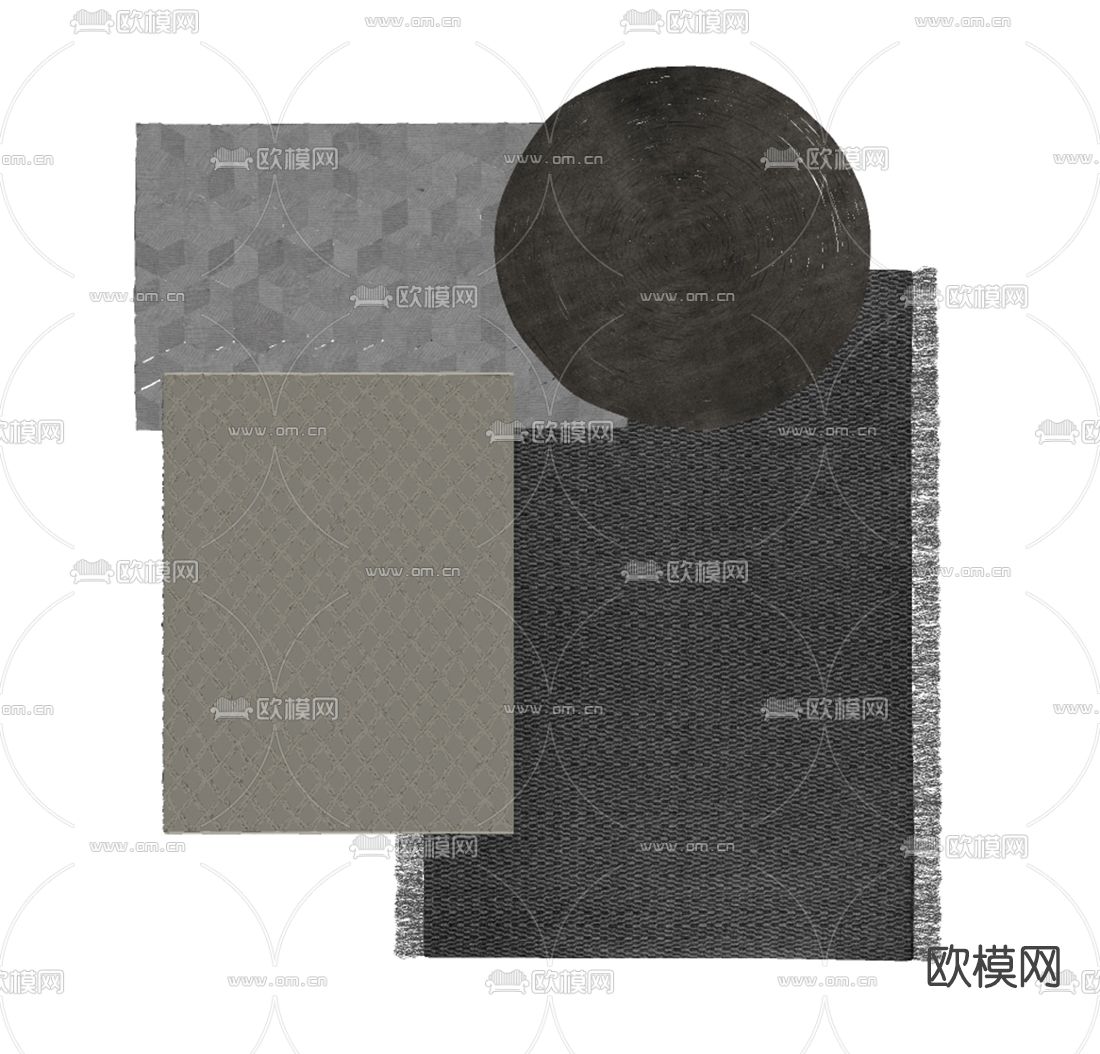 现代布艺地毯su模型下载（渲染图2）