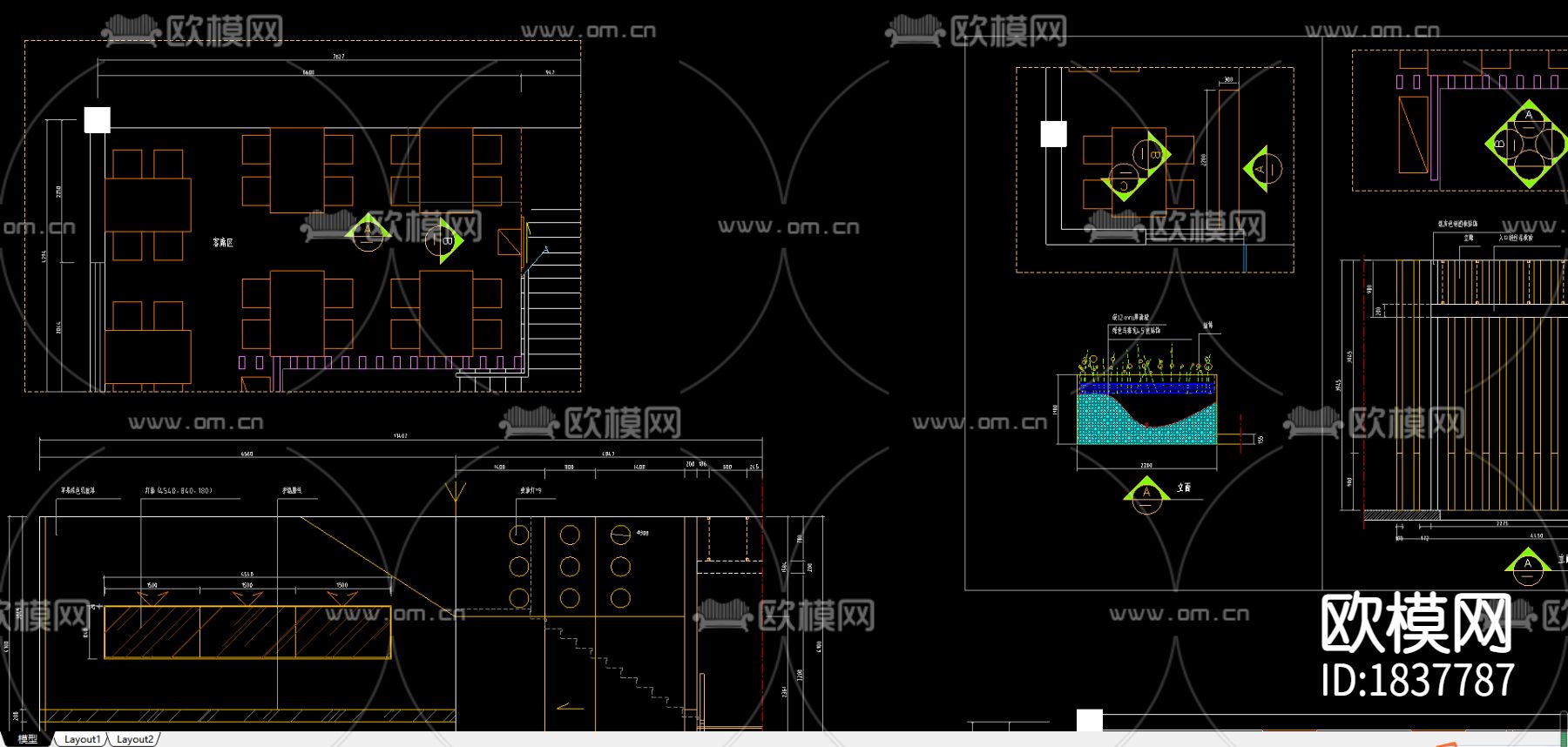 火锅店cad施工图下载（渲染图2）