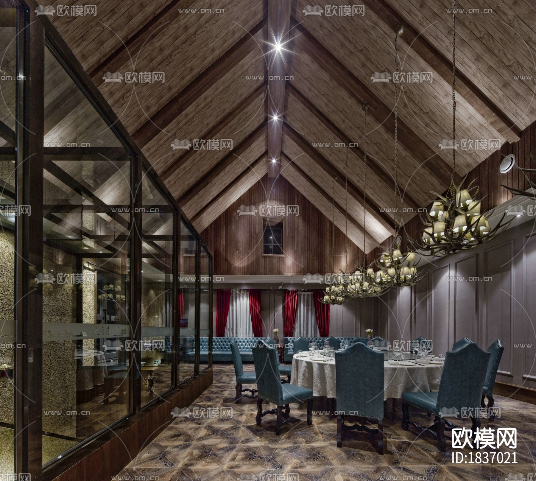 欧式餐厅cad施工图下载（渲染图5）