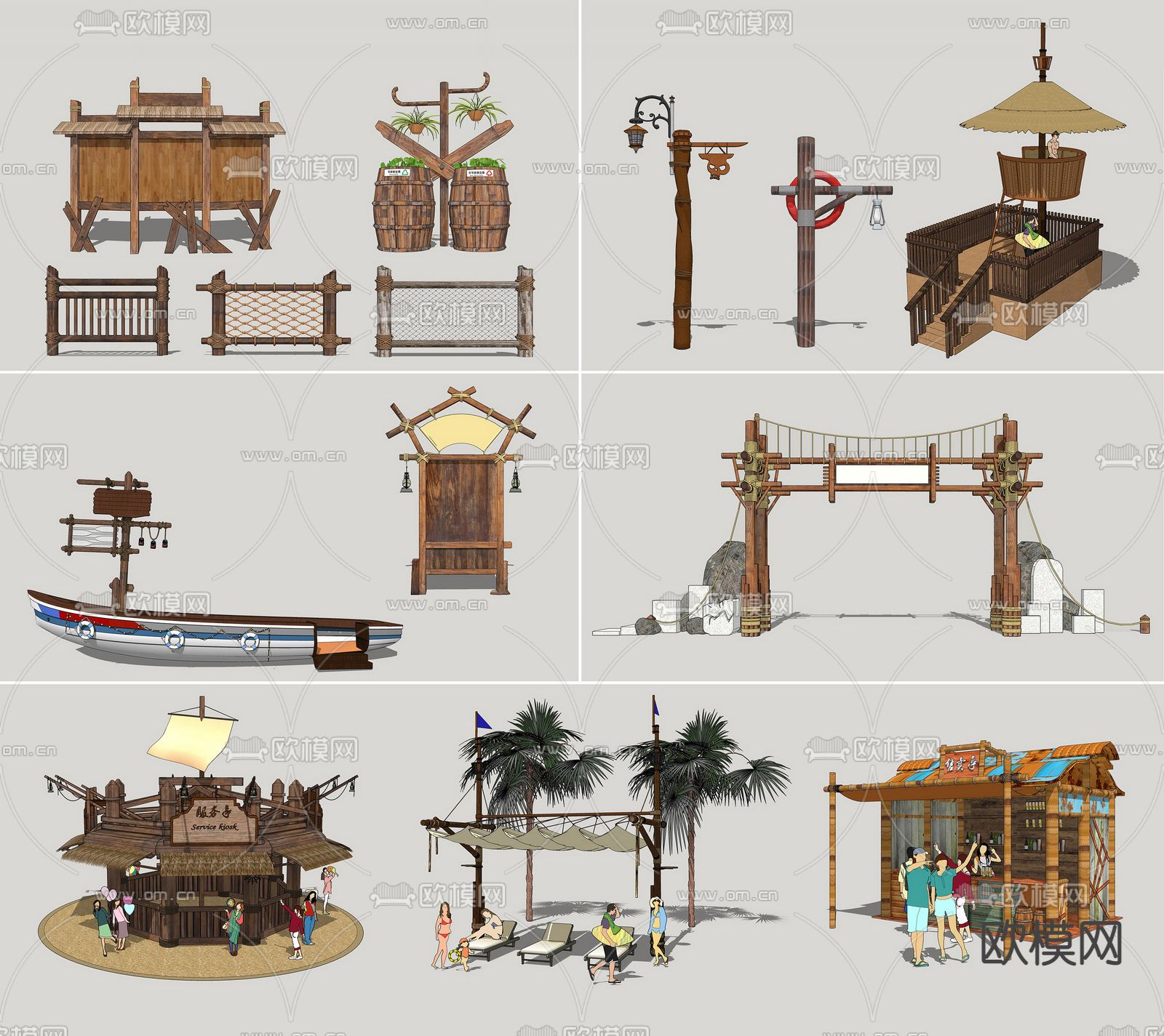 现代渔文化旅游设施小品su模型