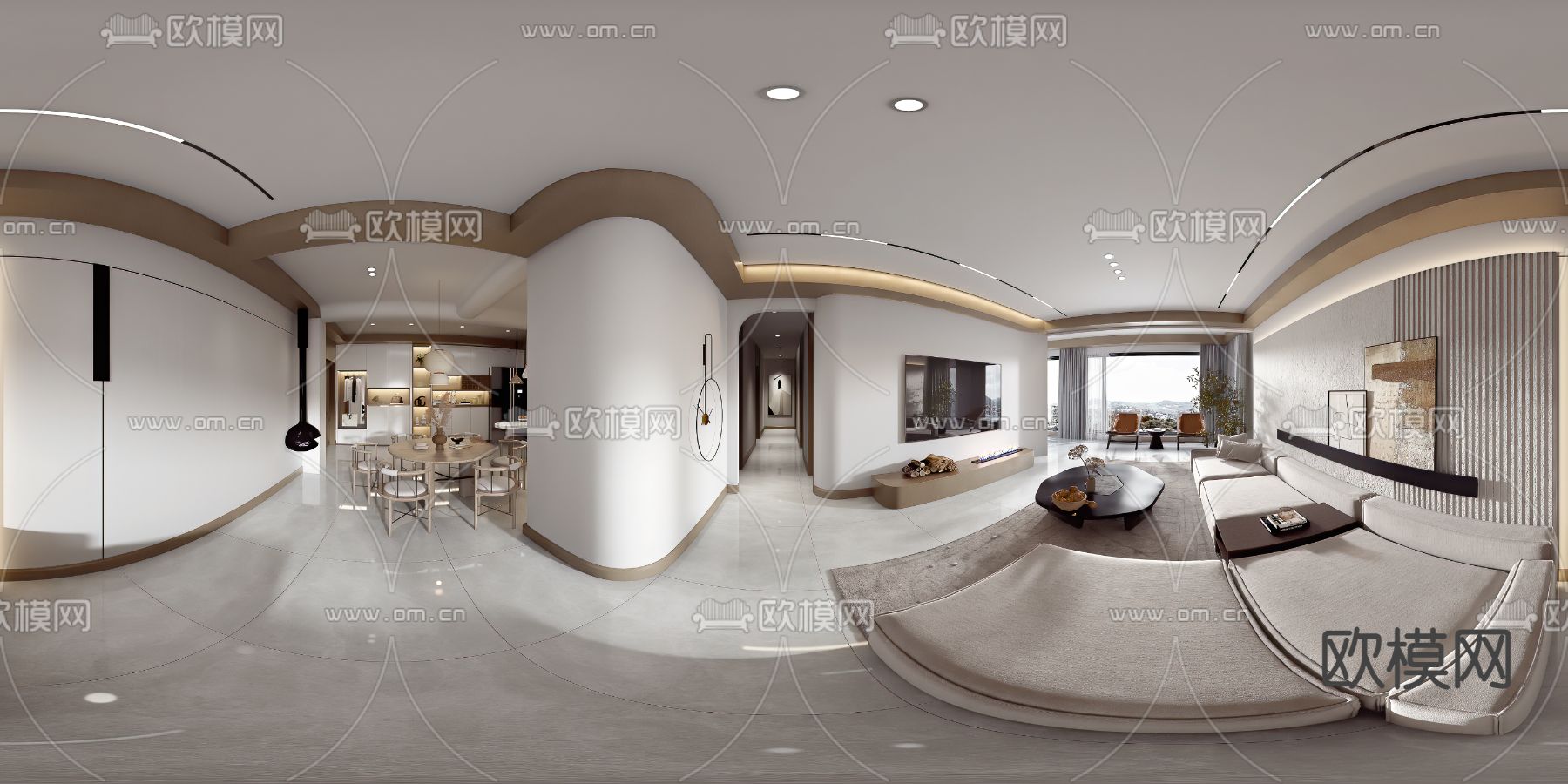 侘寂风客餐厅vr全景3d模型