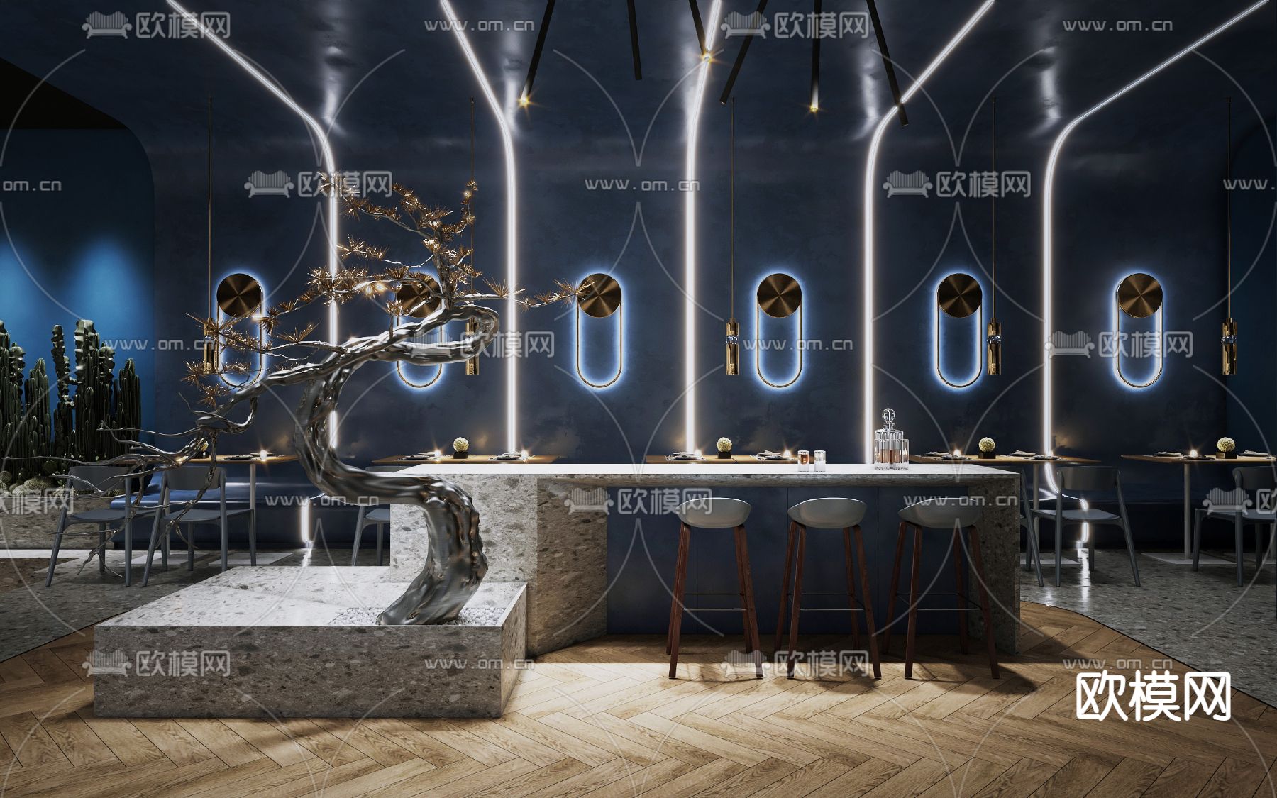 现代清吧酒吧3d模型下载（渲染图3）