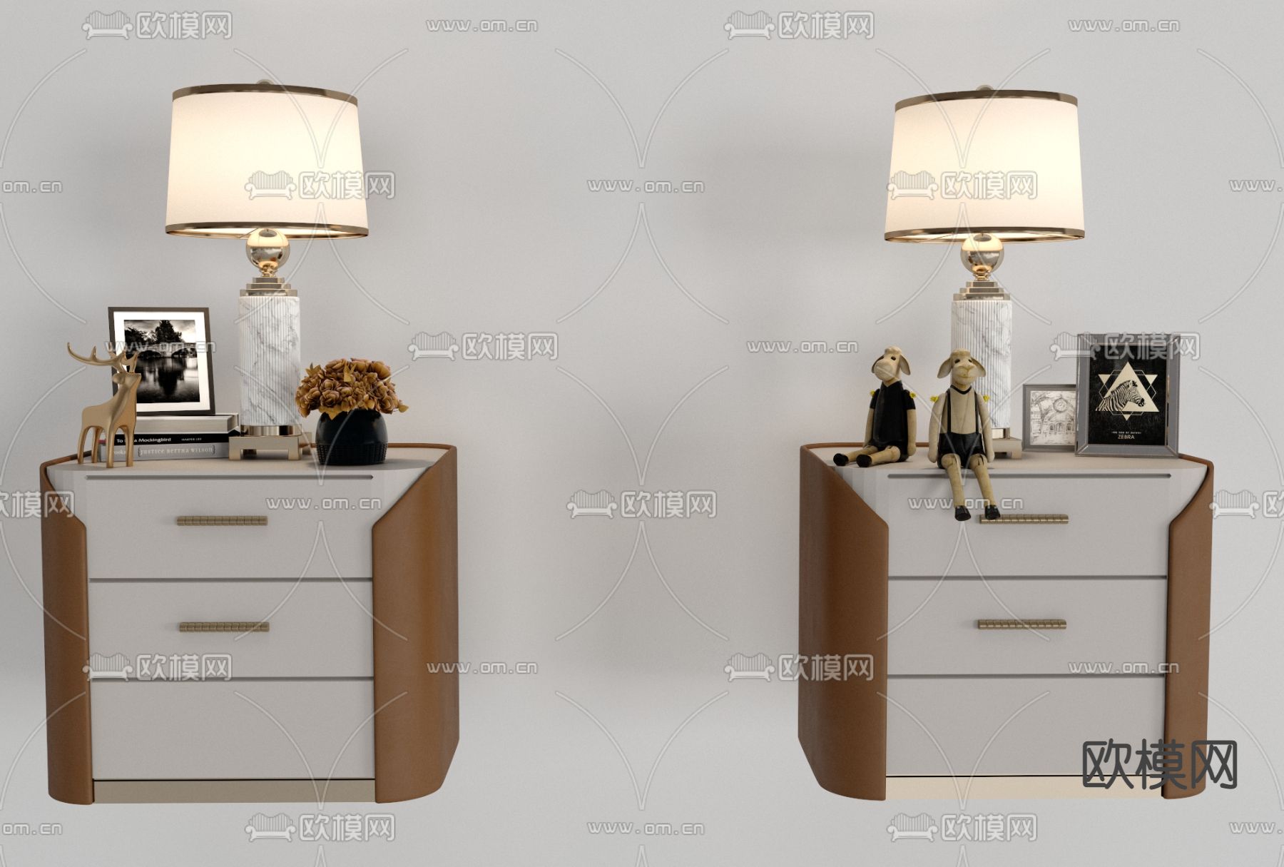 现代轻奢床头柜免费3d模型下载