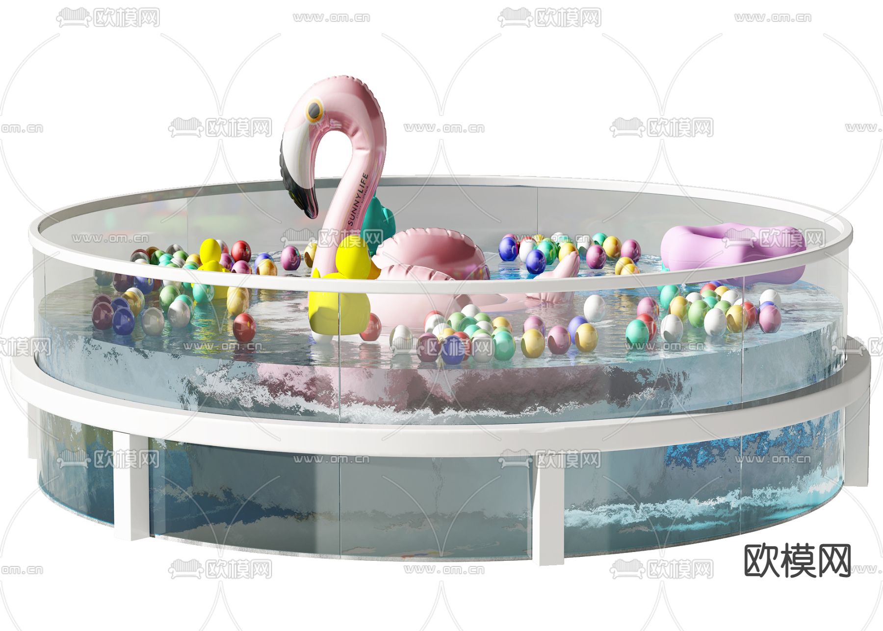 现代儿童游泳池3d模型下载