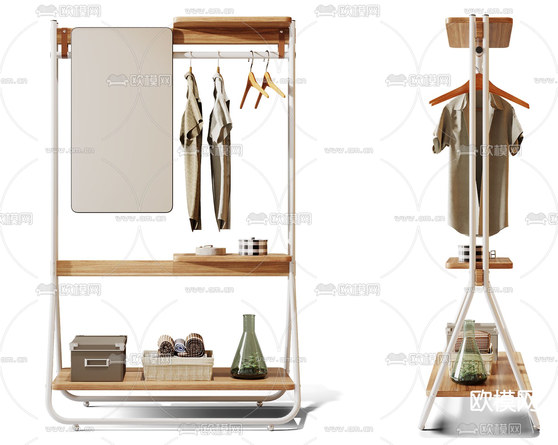 北欧原木服饰衣架3d模型下载（渲染图3）