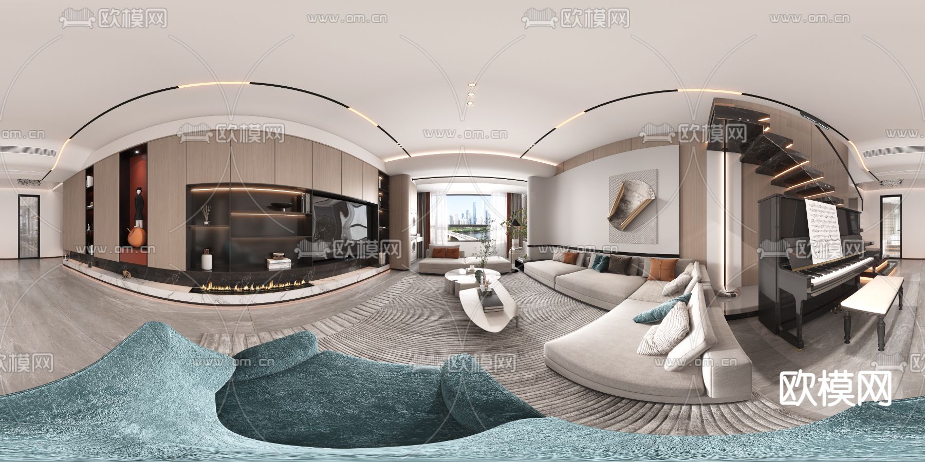 现代客餐厅vr全景3d模型