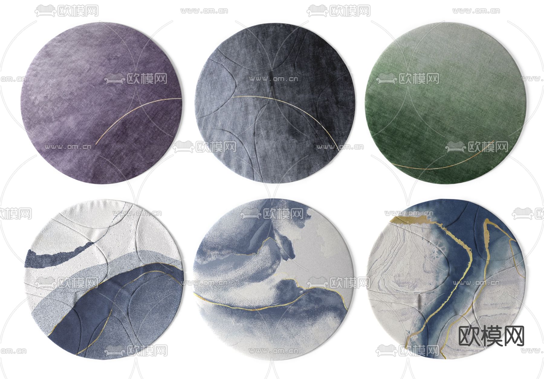 现代圆形地毯3d模型下载