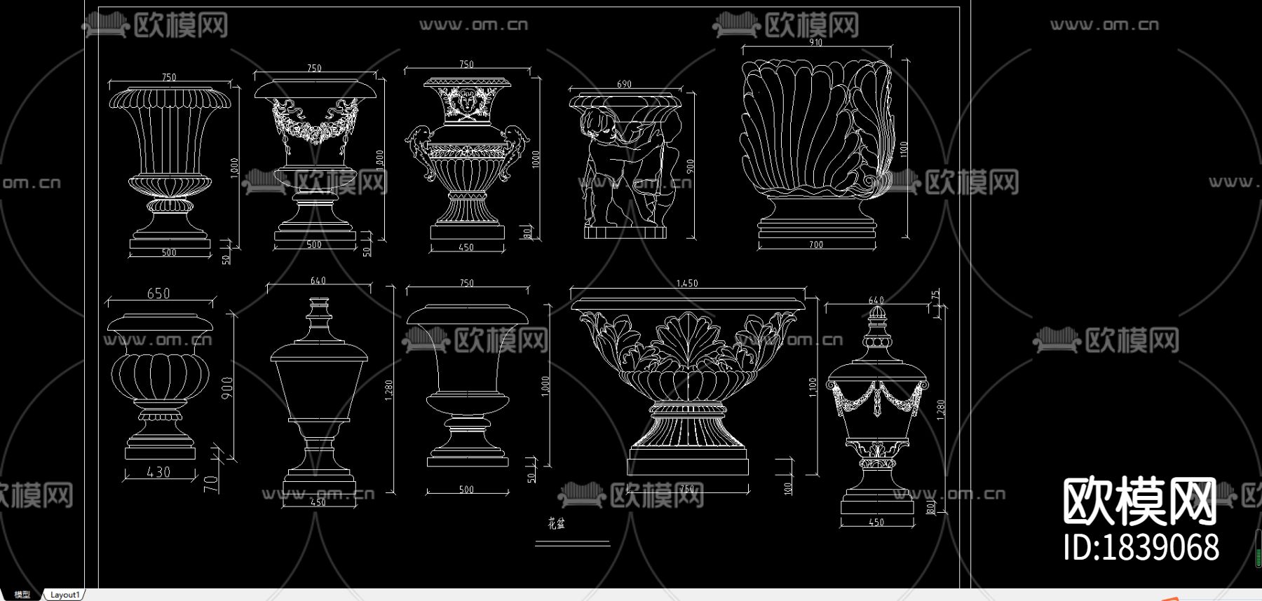 花盆造型cad大样图下载