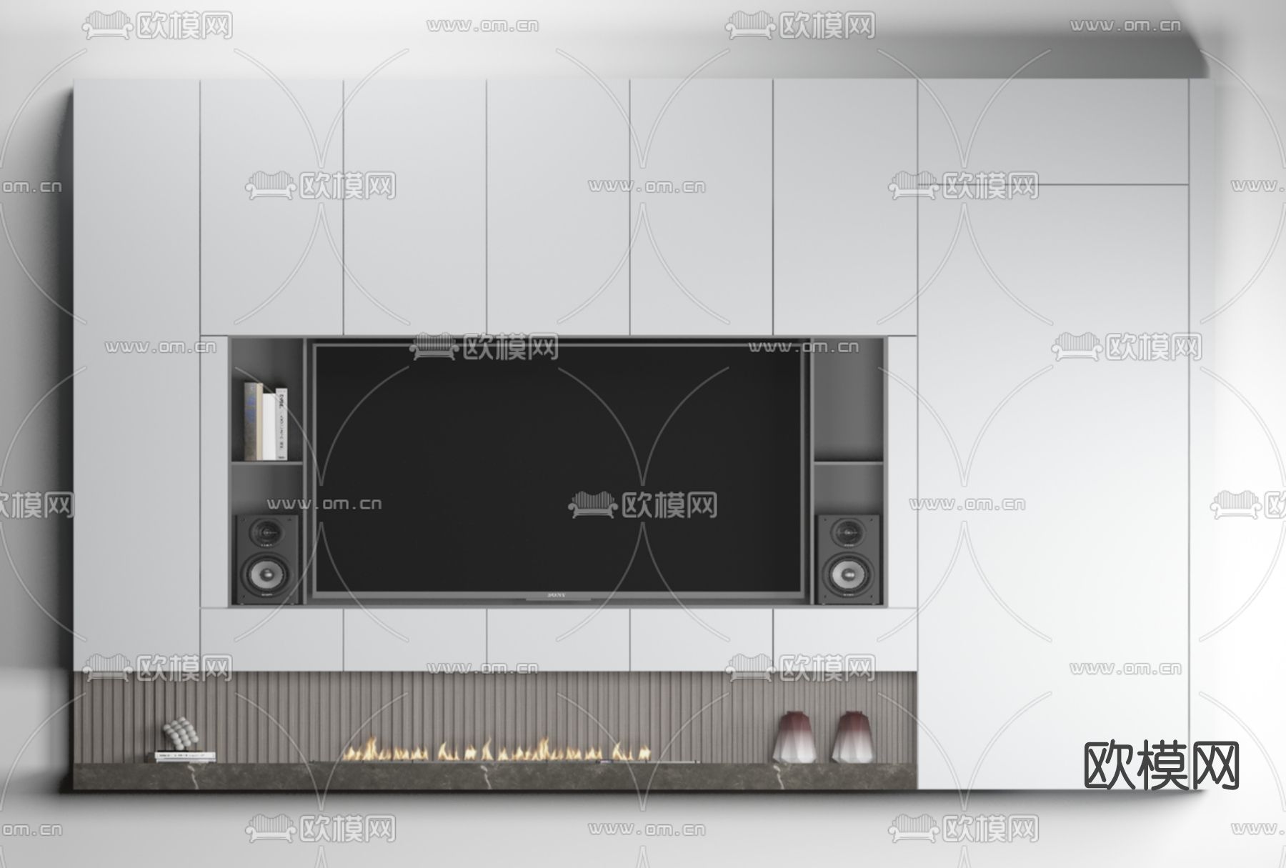 现代电视背景墙免费3d模型下载