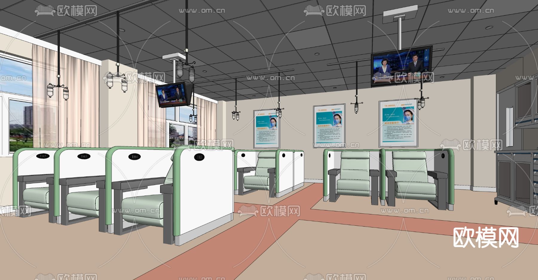 现代医院输液室su模型下载
