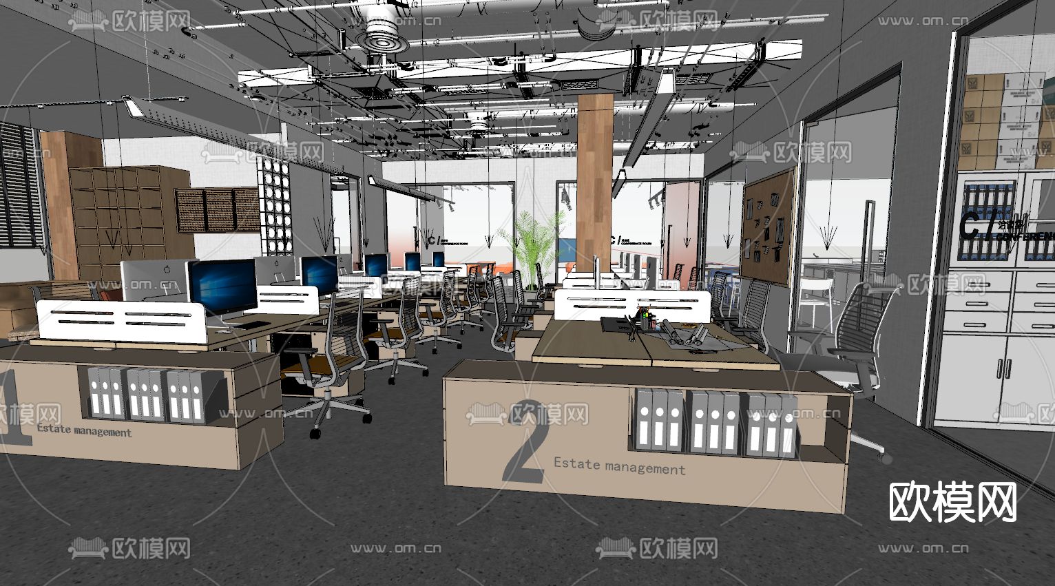 工业风办公室su模型