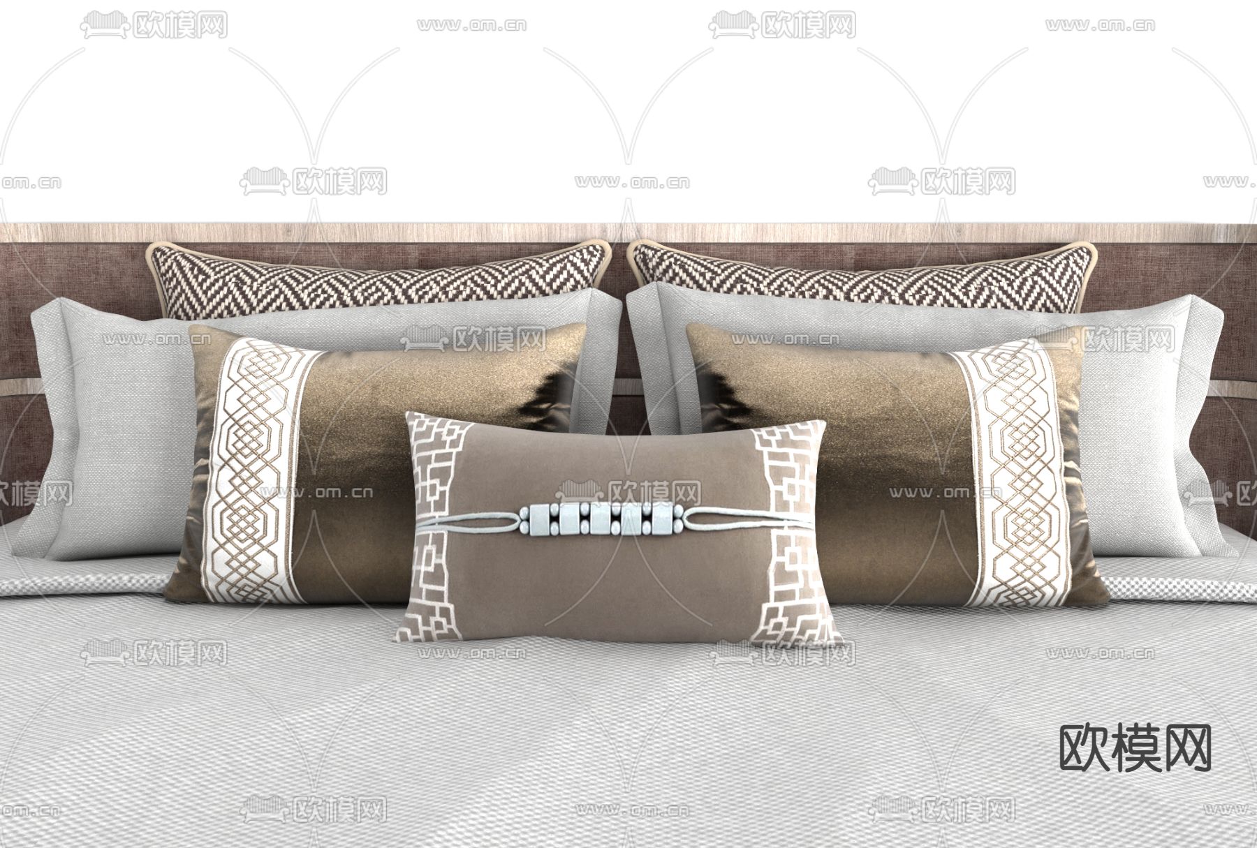 新中式布艺抱枕免费3d模型下载