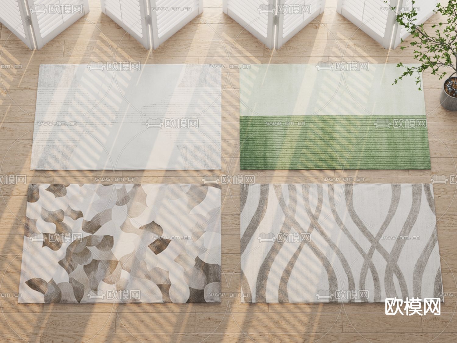 北欧布艺地毯3d模型下载