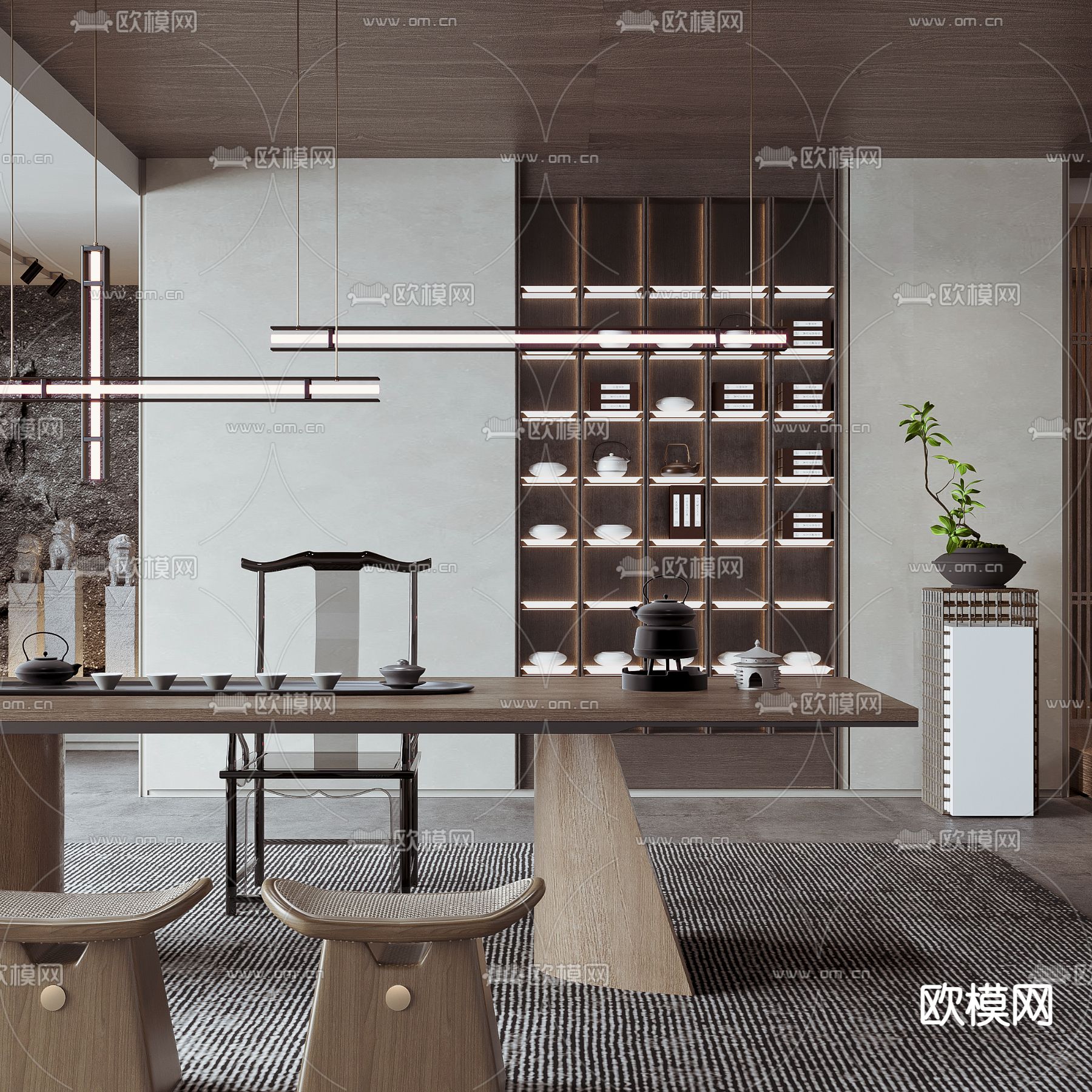 新中式茶室3d模型