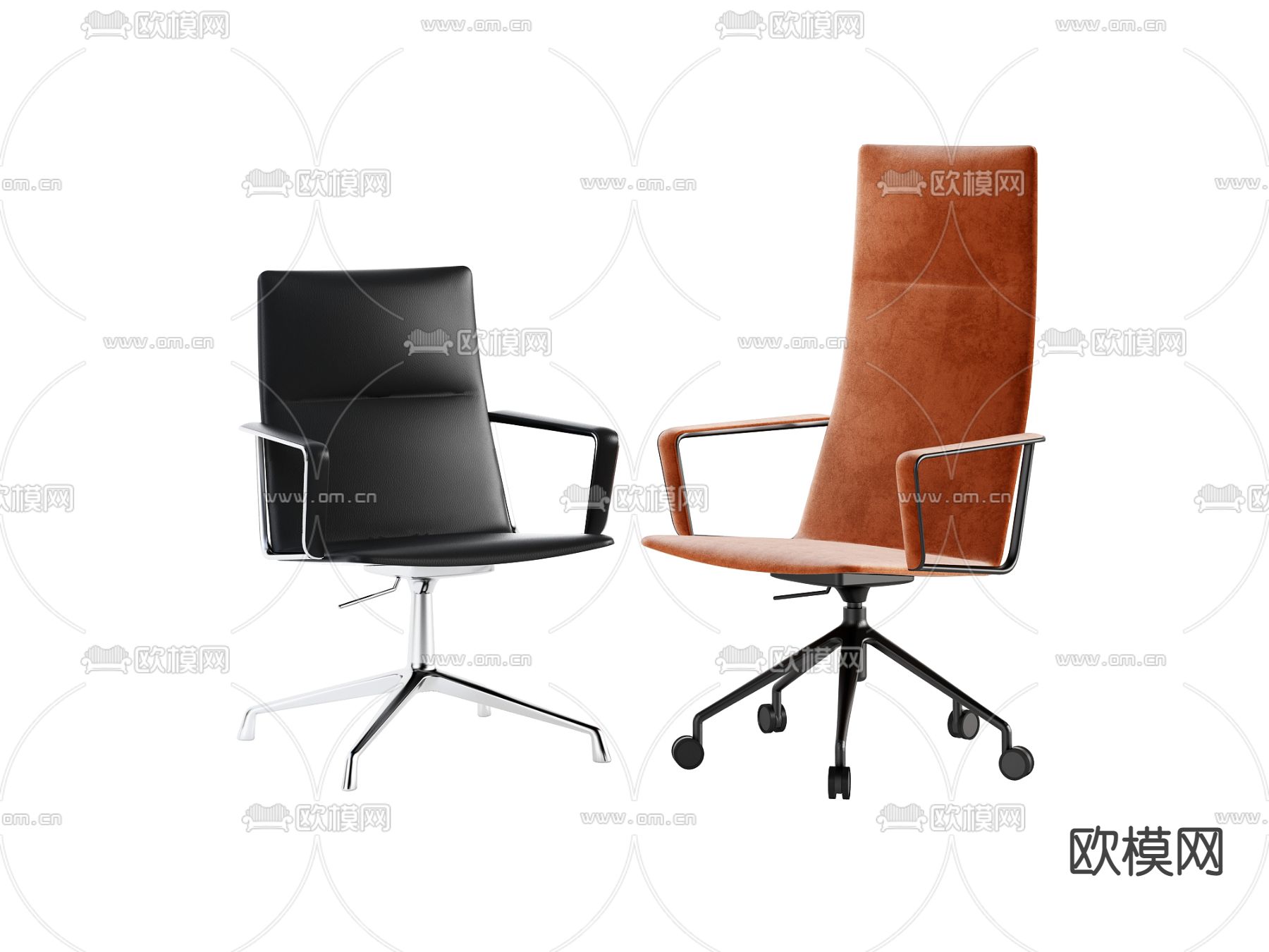 现代皮革办公椅3d模型