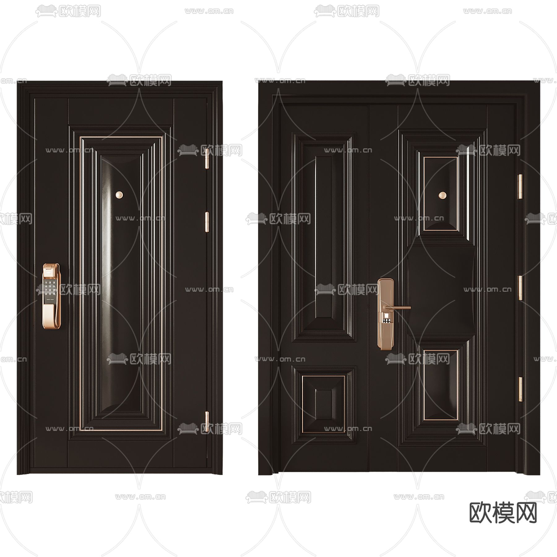 简欧入户密码门3d模型下载