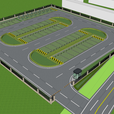  现代生态停车场su模型 