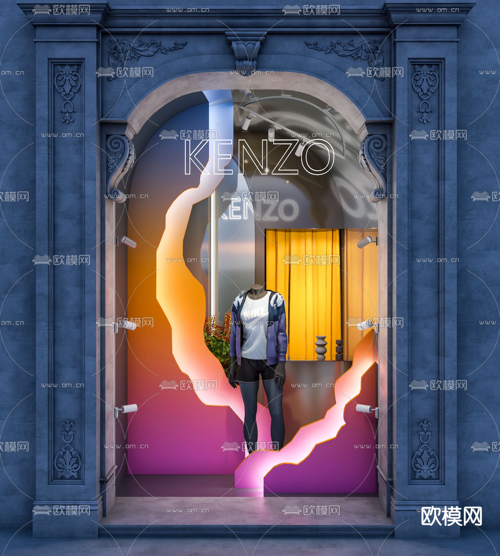 欧式服装店橱窗3d模型