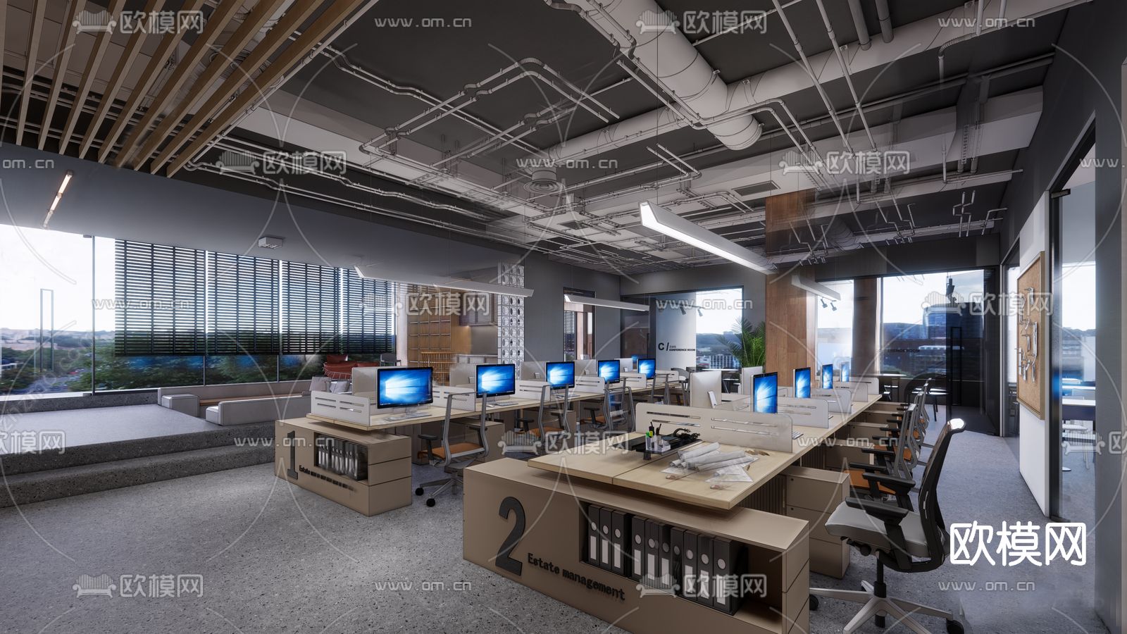 工业风办公室su模型
