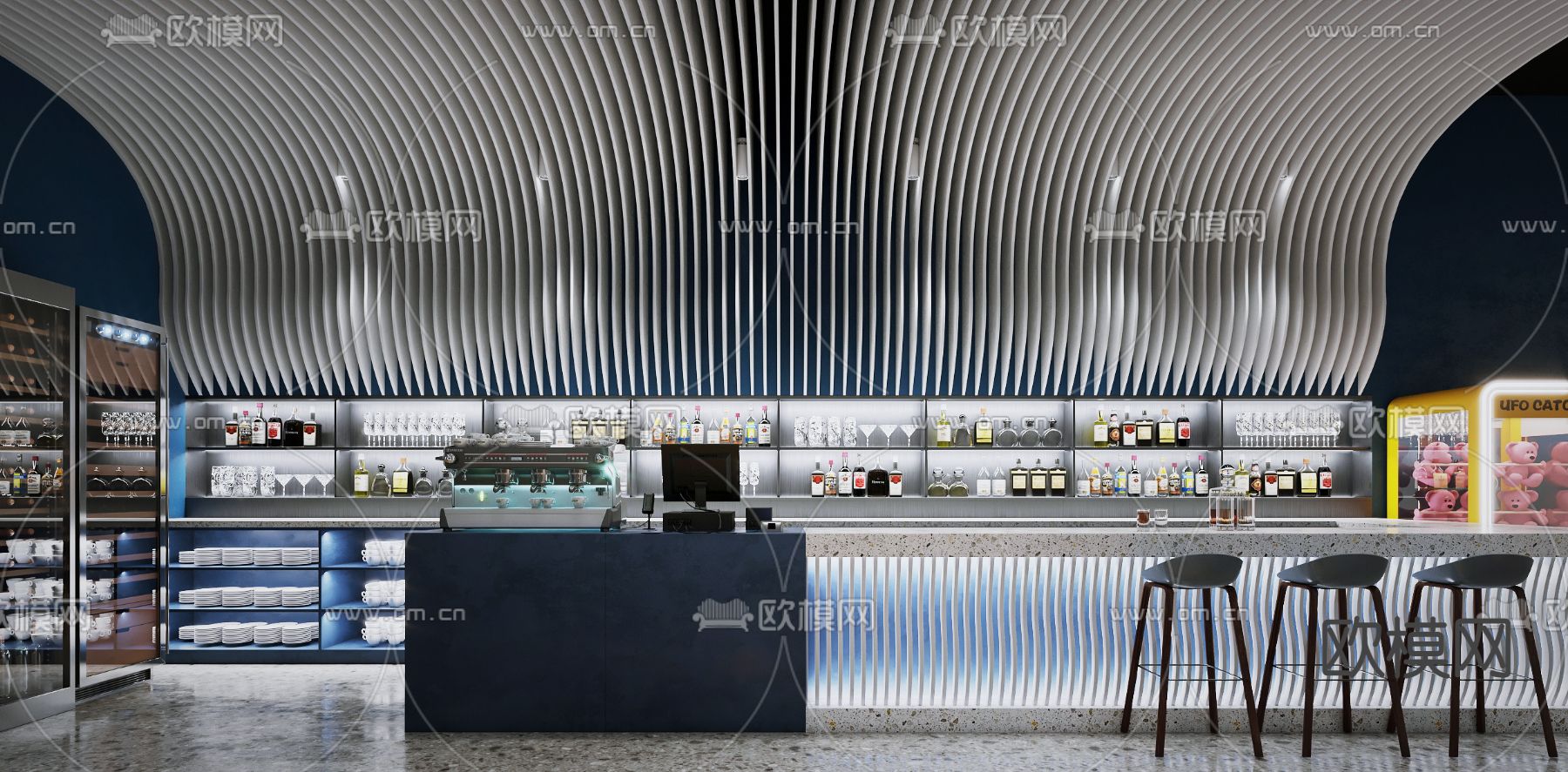 现代清吧酒吧3d模型下载（渲染图2）