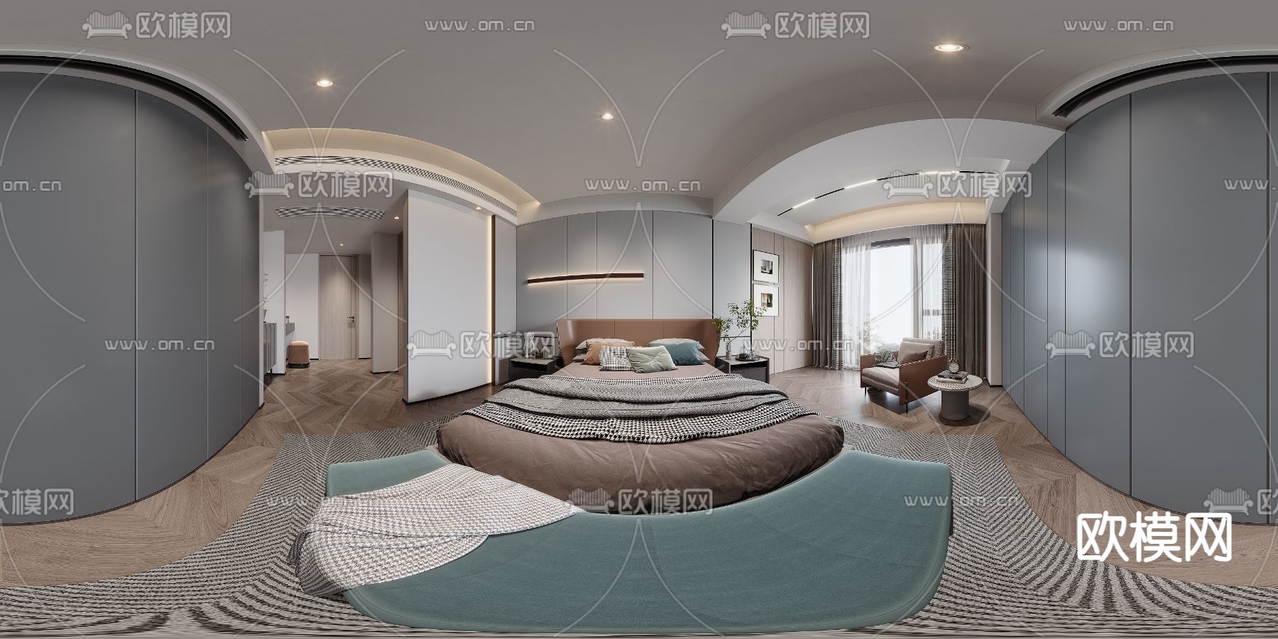 现代卧室主人房cr全景3d模型