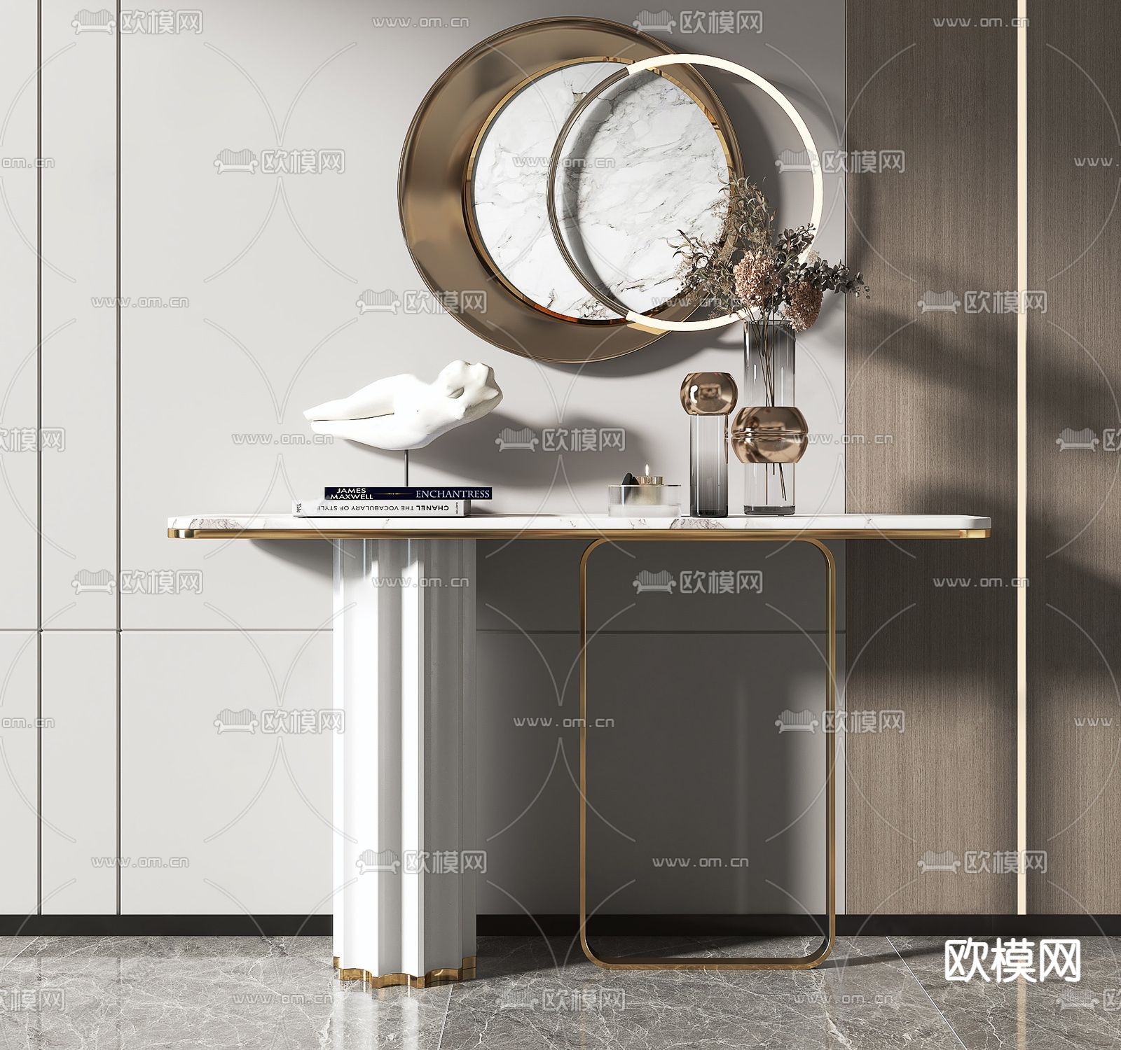 现代大理石玄关端景台3d模型