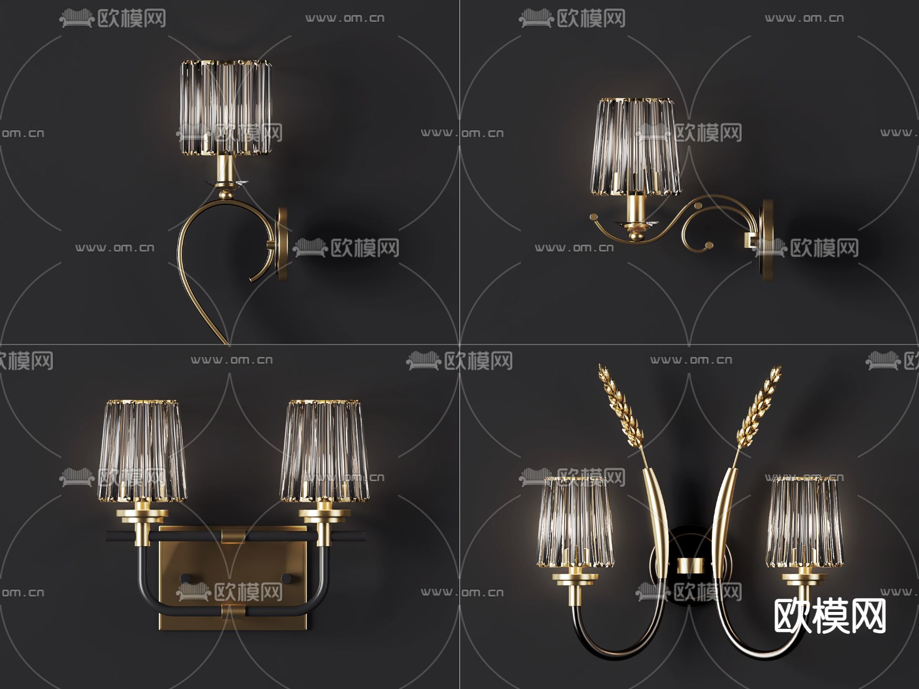 简欧玻璃吊灯3d模型下载