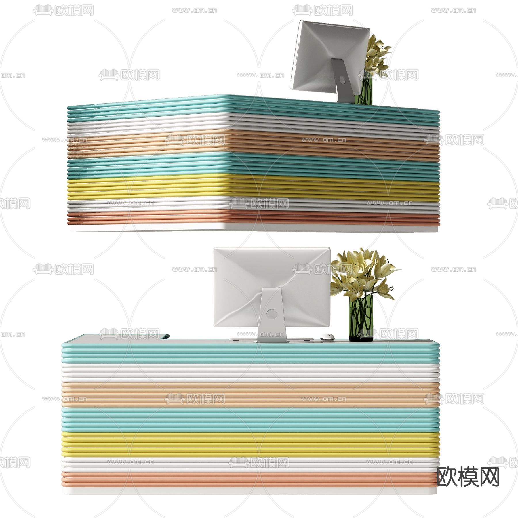 现代时尚接待台3d模型下载