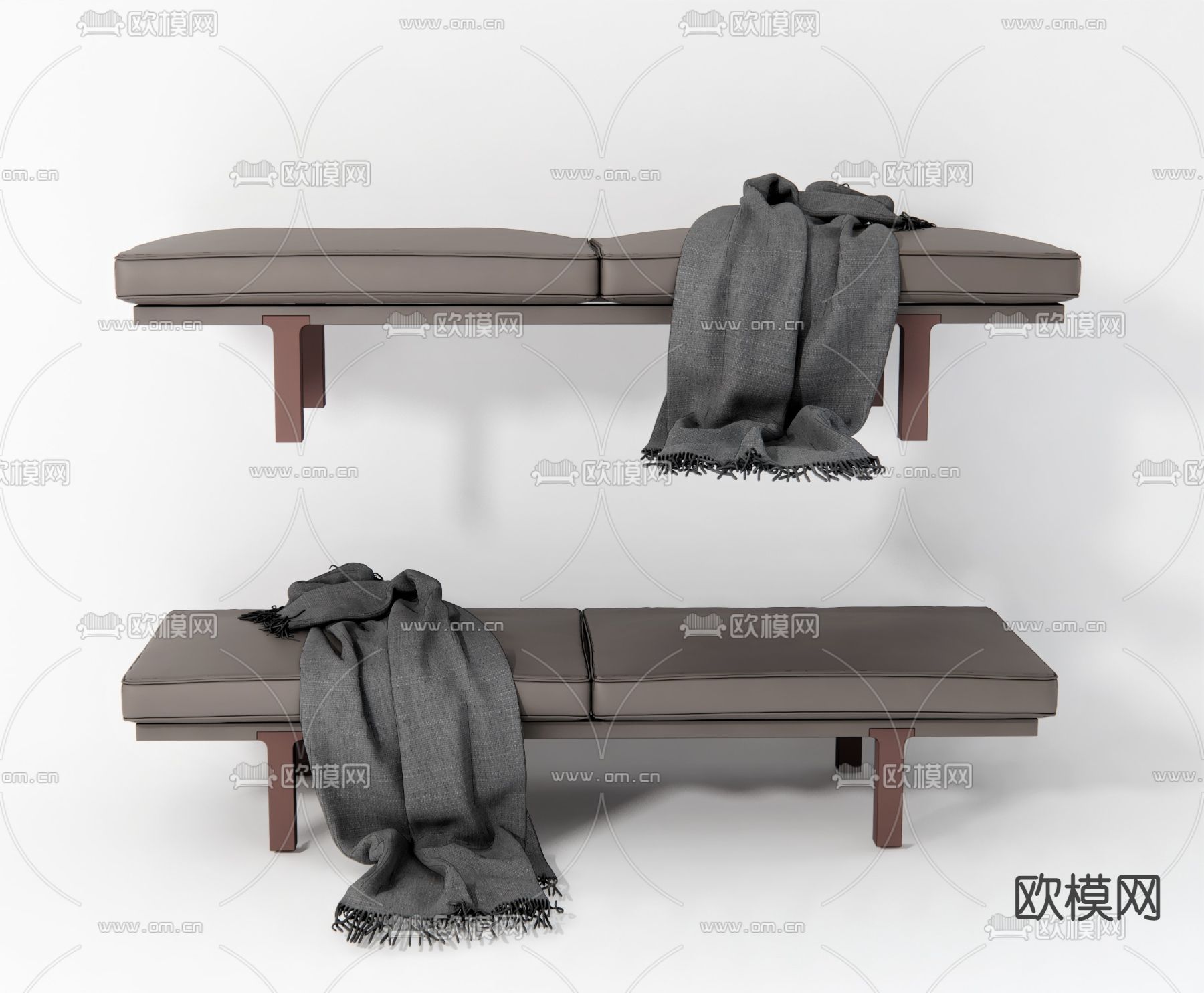 北欧床尾凳su模型下载（渲染图1）