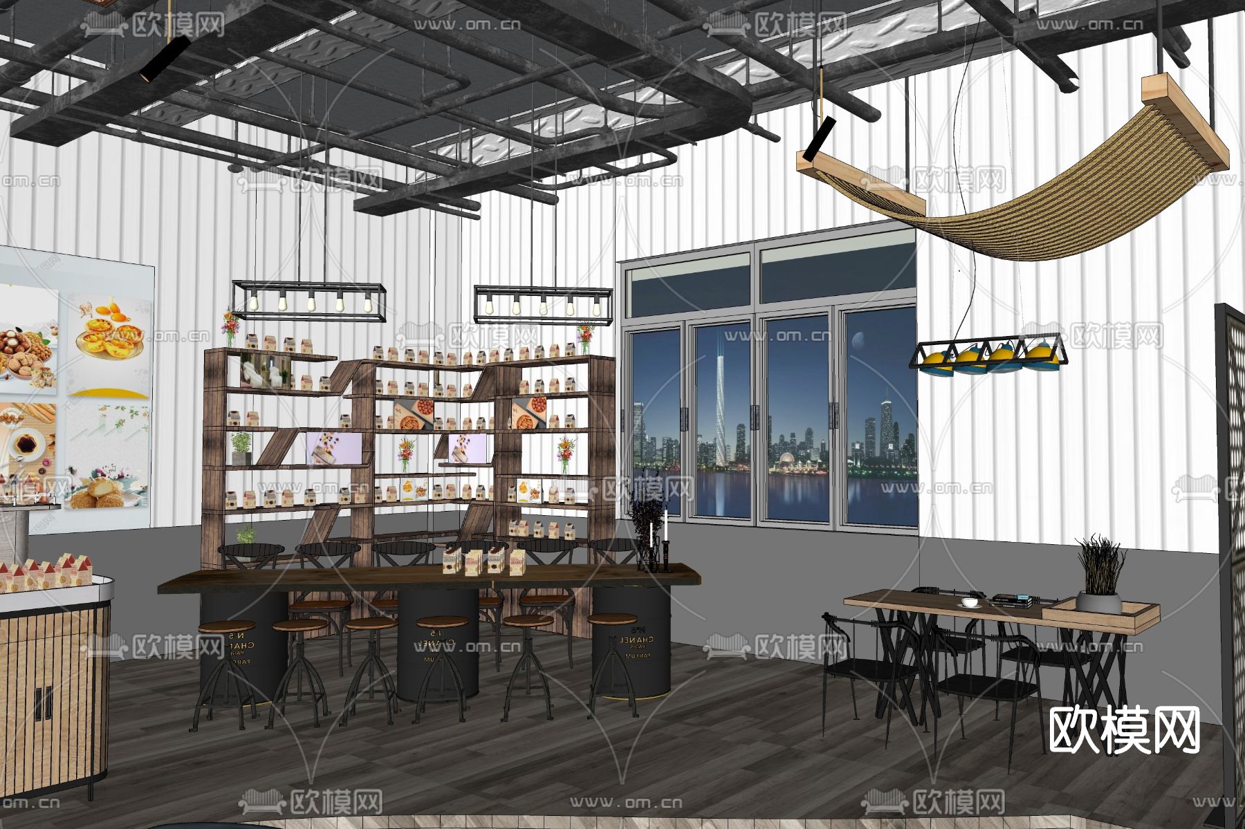 工业风咖啡店su模型下载（渲染图3）