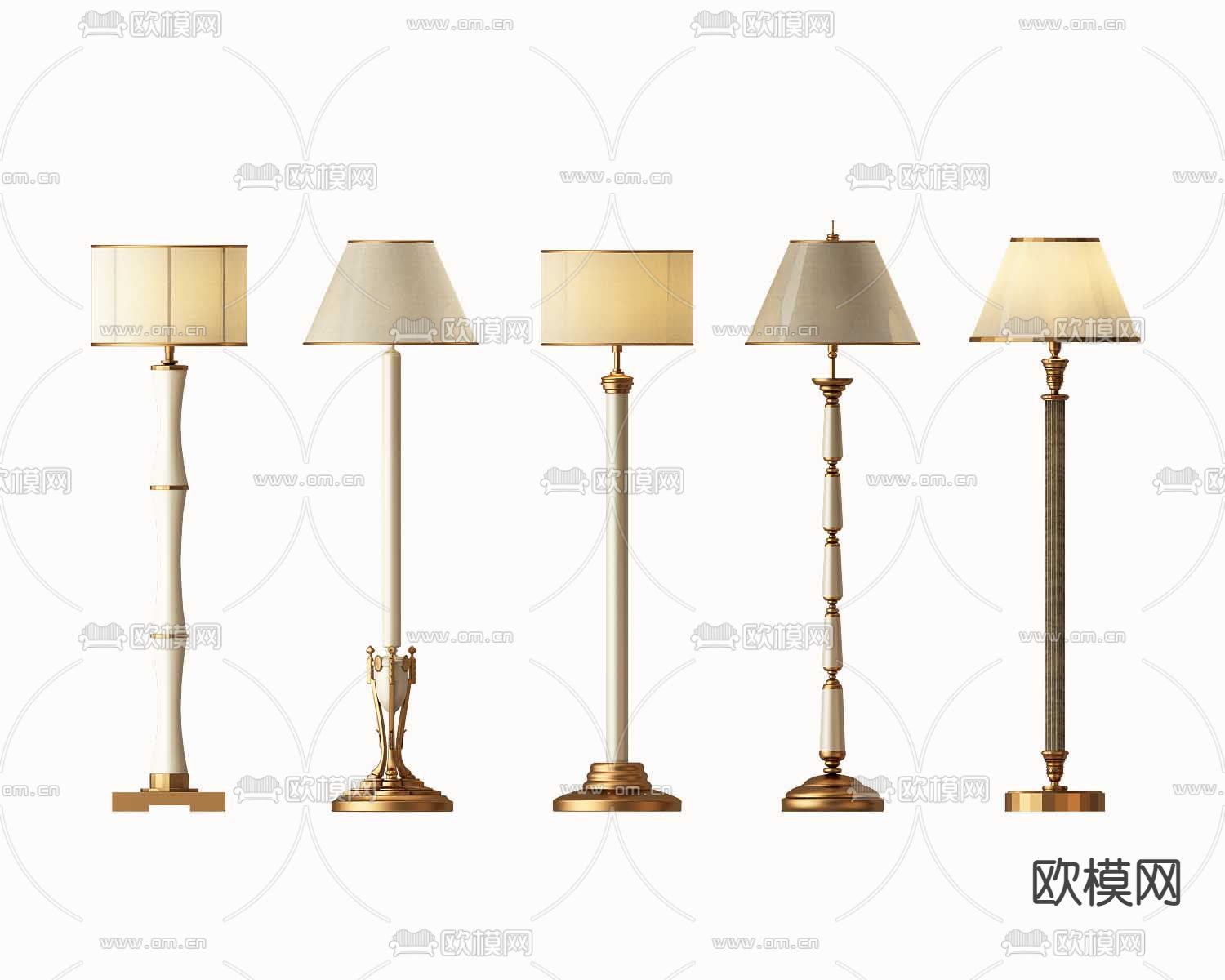 简欧金属落地灯3d模型下载