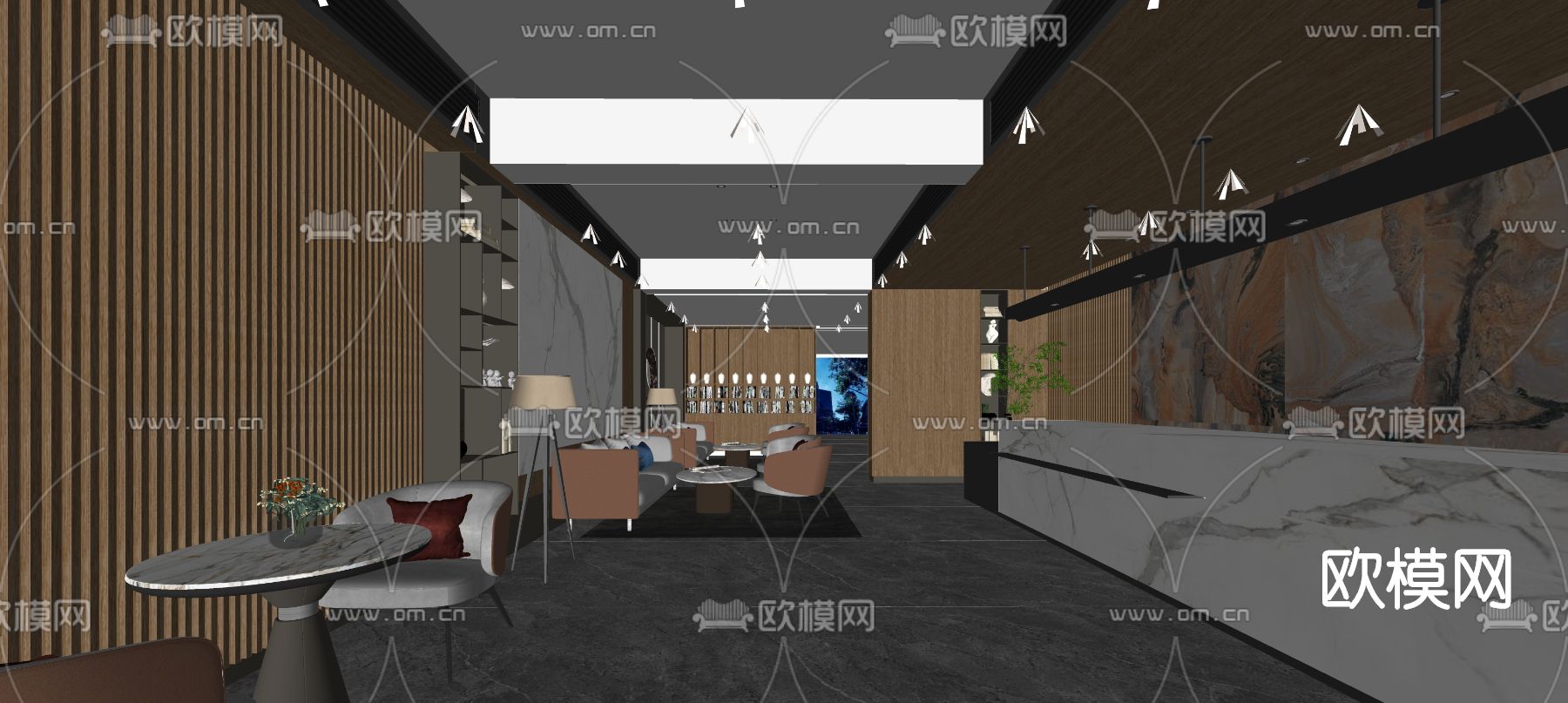 现代大堂前台su模型下载（渲染图2）