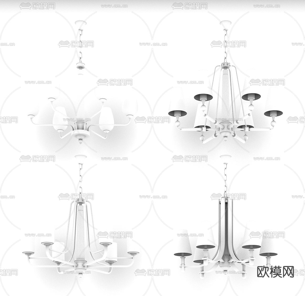 欧式金属吊灯3d模型