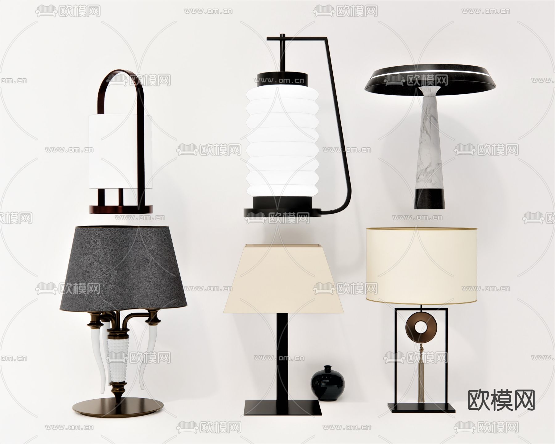 新中式台灯su模型下载（渲染图1）