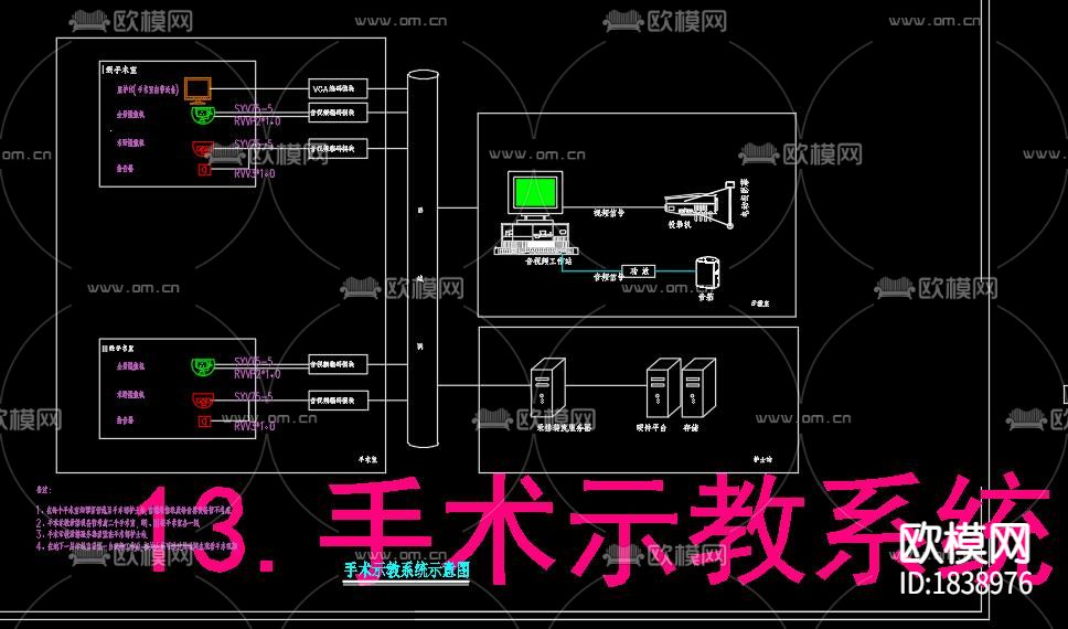 大型医院弱电系统cad施工图下载（渲染图1）