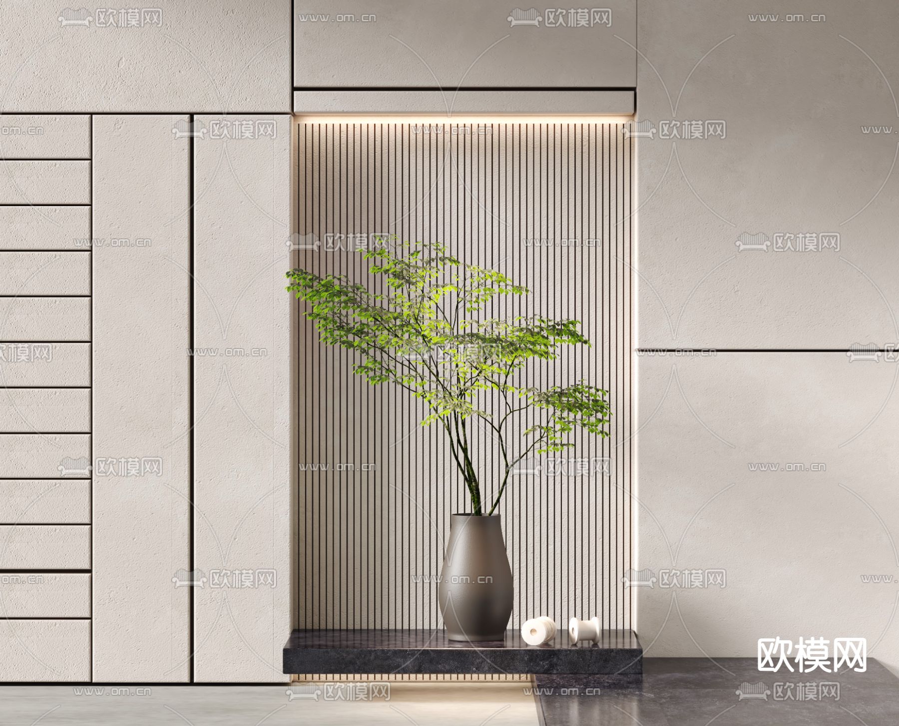 现代水培绿植花瓶3d模型下载