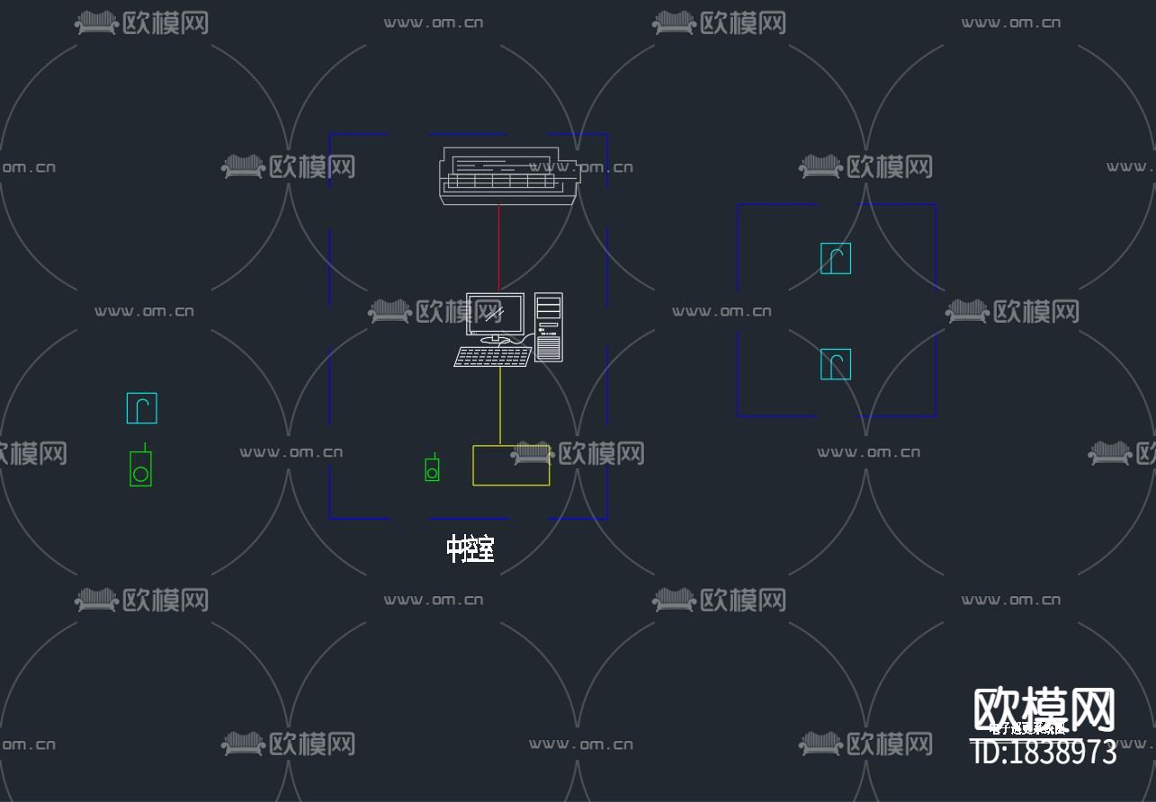 小区智能化控制中心cad强弱电配置图下载（渲染图10）