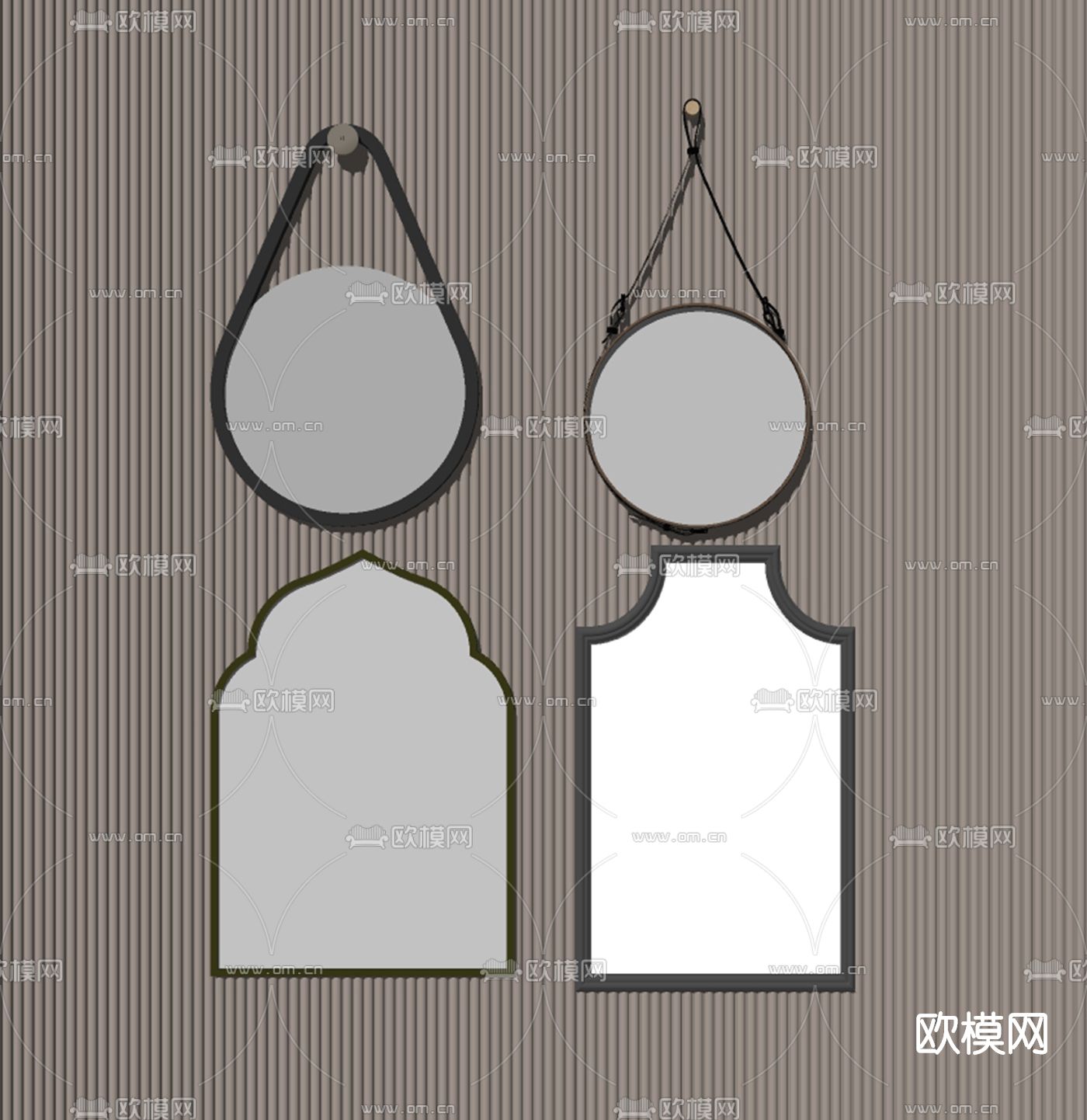 现代镜子梳妆镜su模型